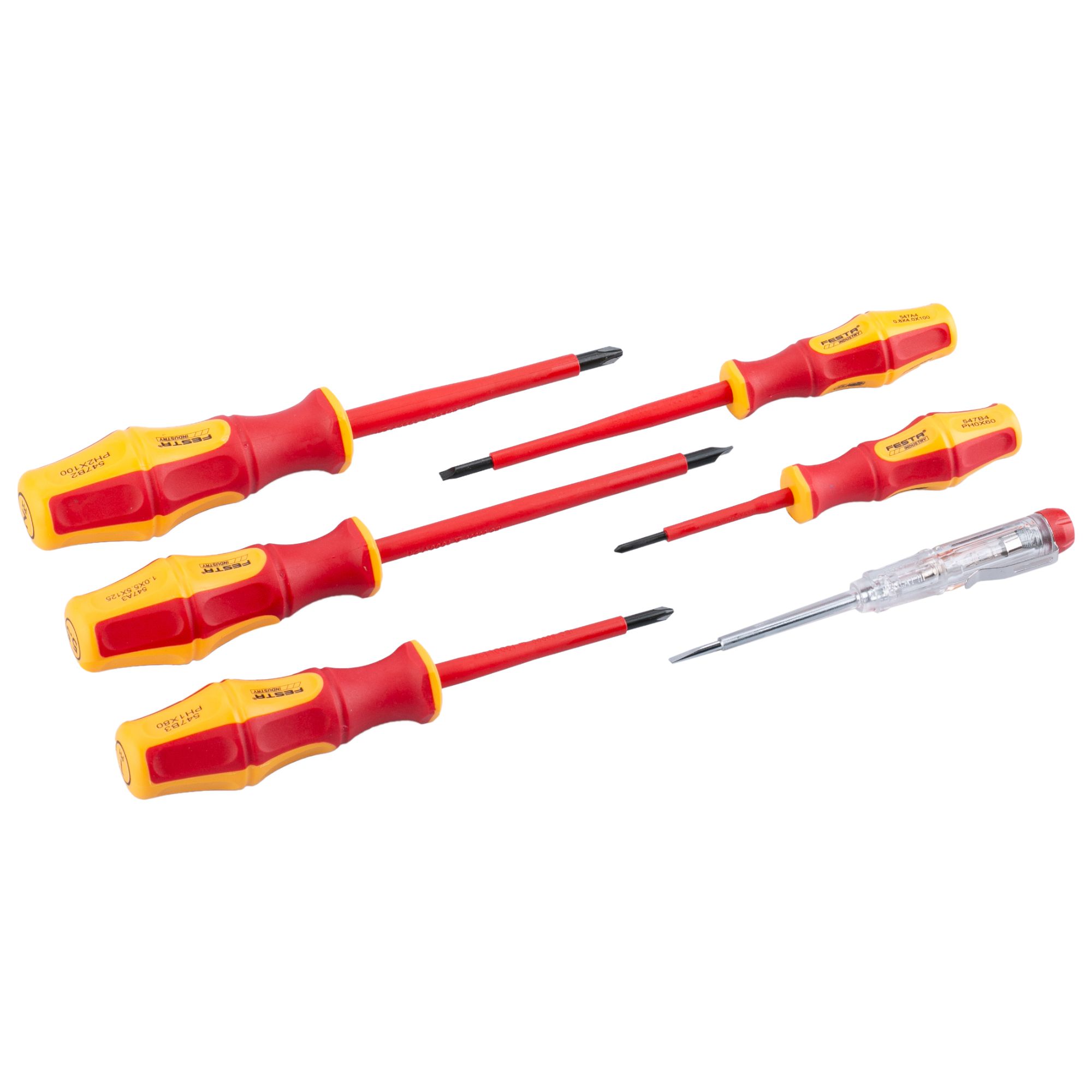 Sada elektrošroubováků, ploché + PH, 6ks, CrV, VDE 1000V, FESTA INDUSTRY