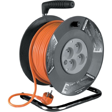 Prodlužovací kabel na bubnu, délka 25m, 4 zás., 3x1,5mm, oranž., STREND PRO