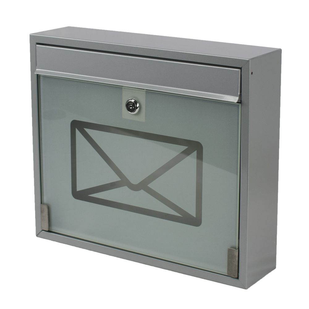 Poštovní schránka, ocel+sklo, šedá, 31 x 36cm, KVIDO 2.990000 Kg GIGA Sklad20 040630 2