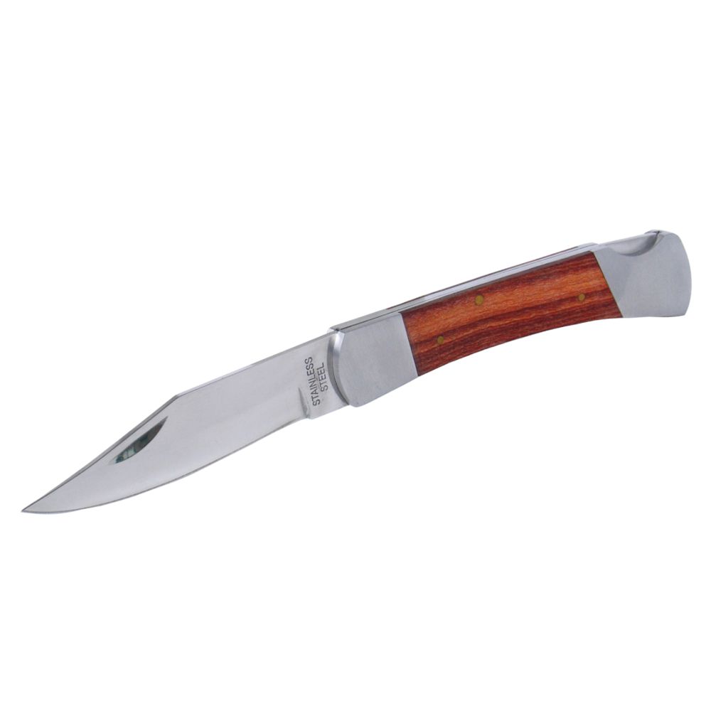 Nůž zavírací, nerez, rukojeť dřevěná, 21cm, FESTA