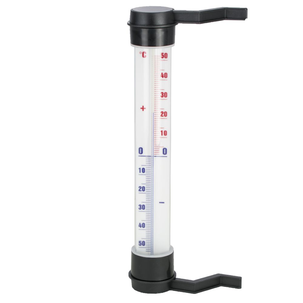 Teploměr okenní plastový, délka 290mm, černý, STREND PRO