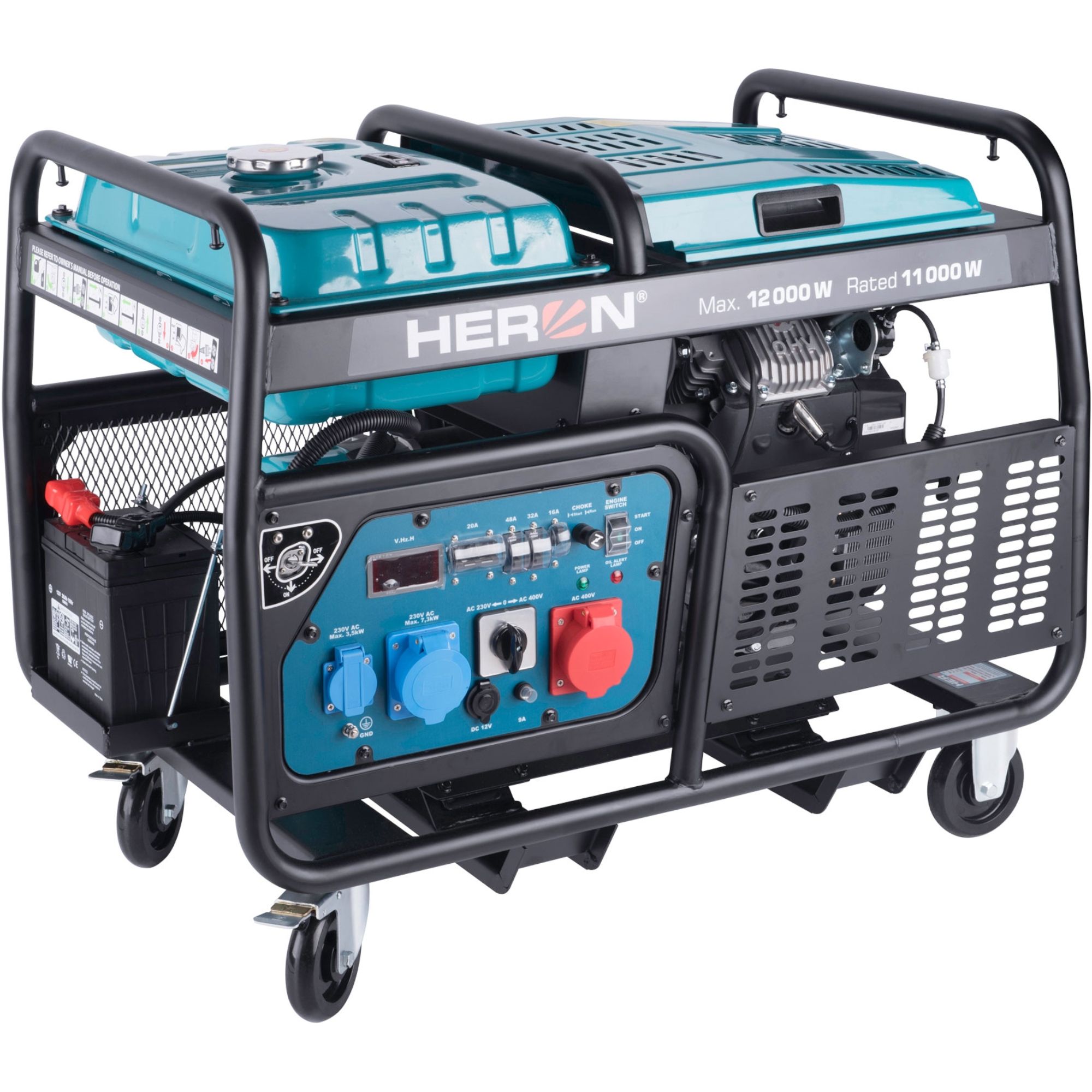 Elektrocentrála benzínová, 12kW / 23,5HP, 230 a 400V, el. start, HERON