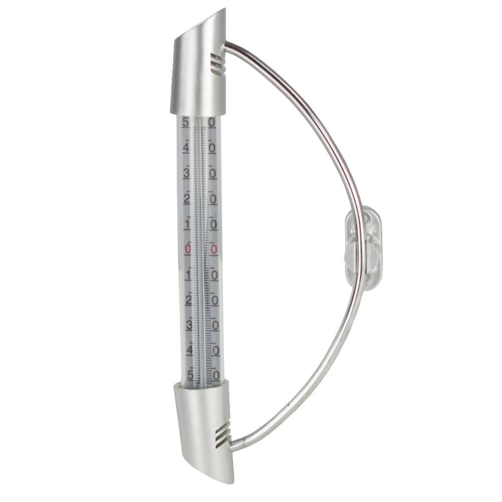 Teploměr okenní plast + kov, délka 230mm, stříbrný