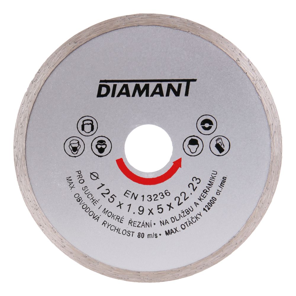 Kotouč diamantový, plný, 125mm, 22,2mm