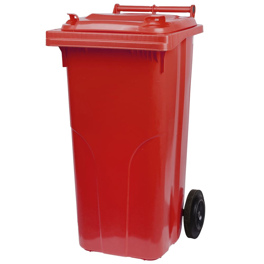 Popelnice plastová, 120L, červená