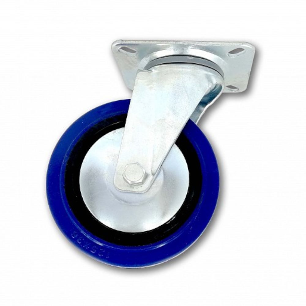 Kolečko pojezdové, 125mm, otočné, tvrdá pryž-modrá, 180kg