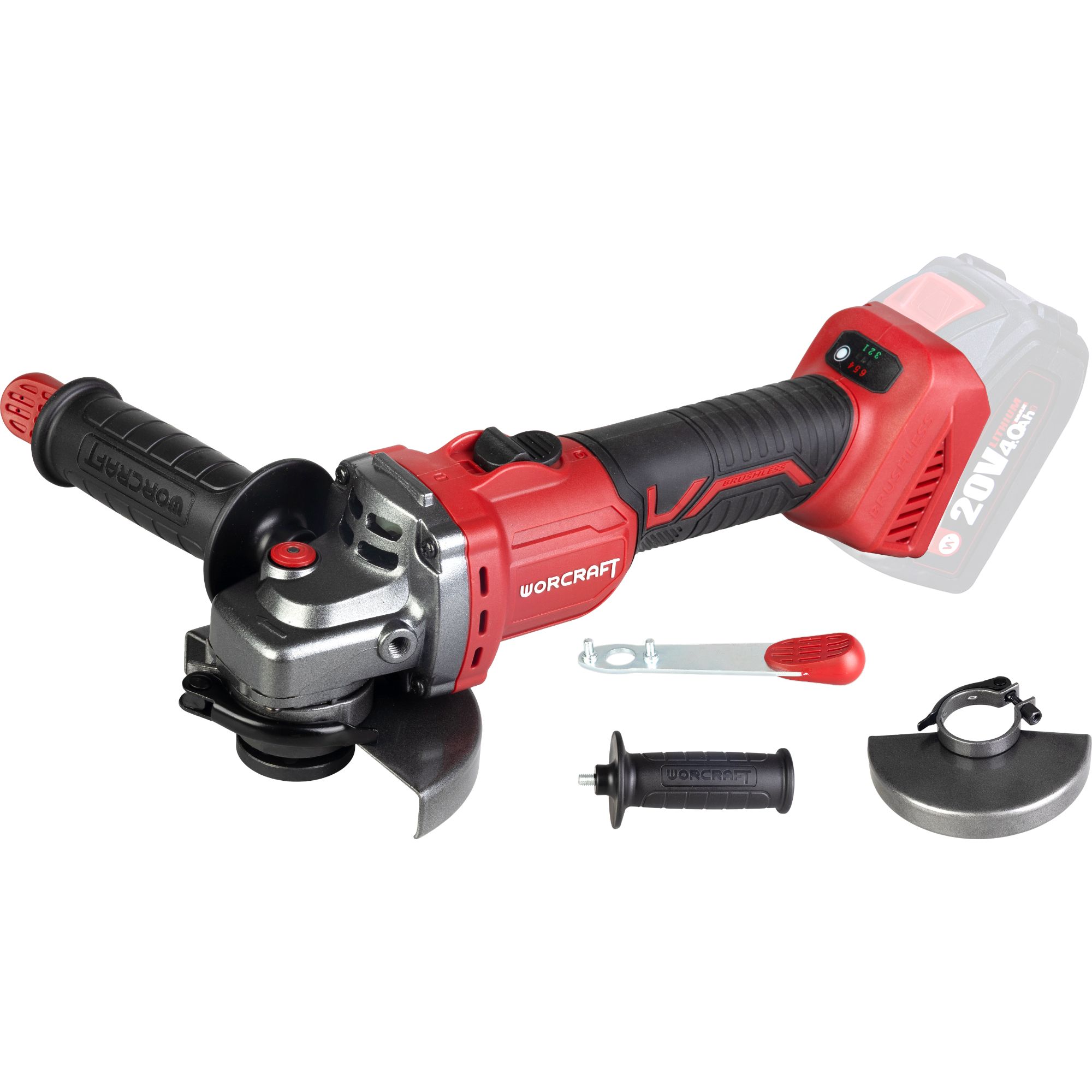 AKU bruska úhlová, 115mm, s regulací, 20V, BRUSHLESS, ShareSYS, WORCRAFT CAG-S20LiBS-115