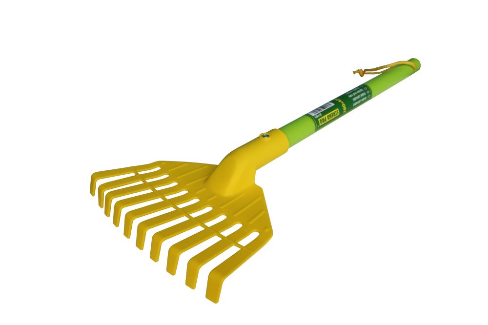 Dětské nářadí plastové - hrabičky lamelové s násadou, 10 lamel