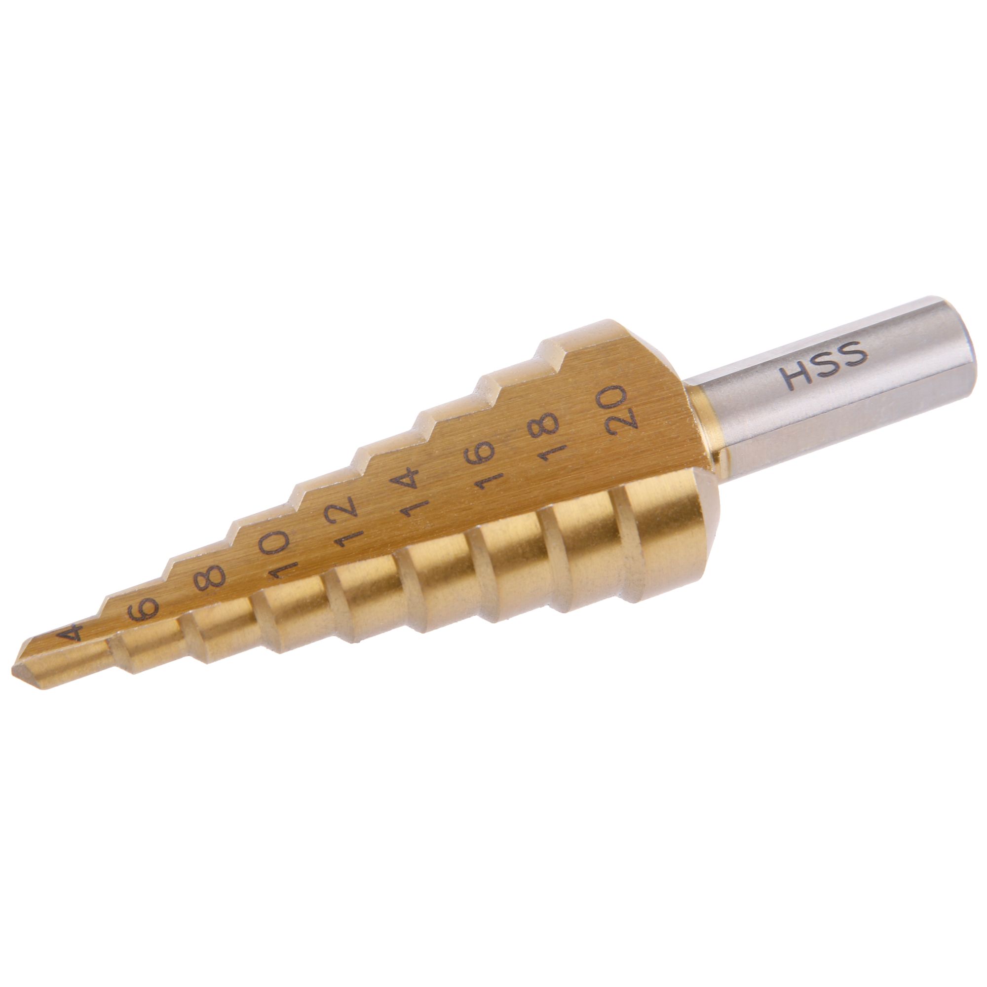 Vrták stupňovitý, 4-20mm, 9 stupňů, HSS-TiN, FESTA