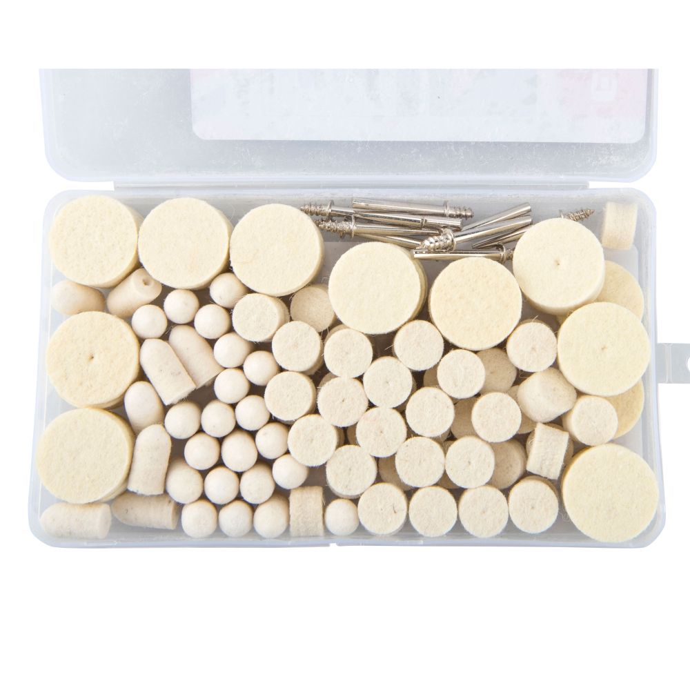 Nástavce na brusku, kotouče plstěné leštící, sada 120ks, st. 3,2mm, EXTOL PREMIUM