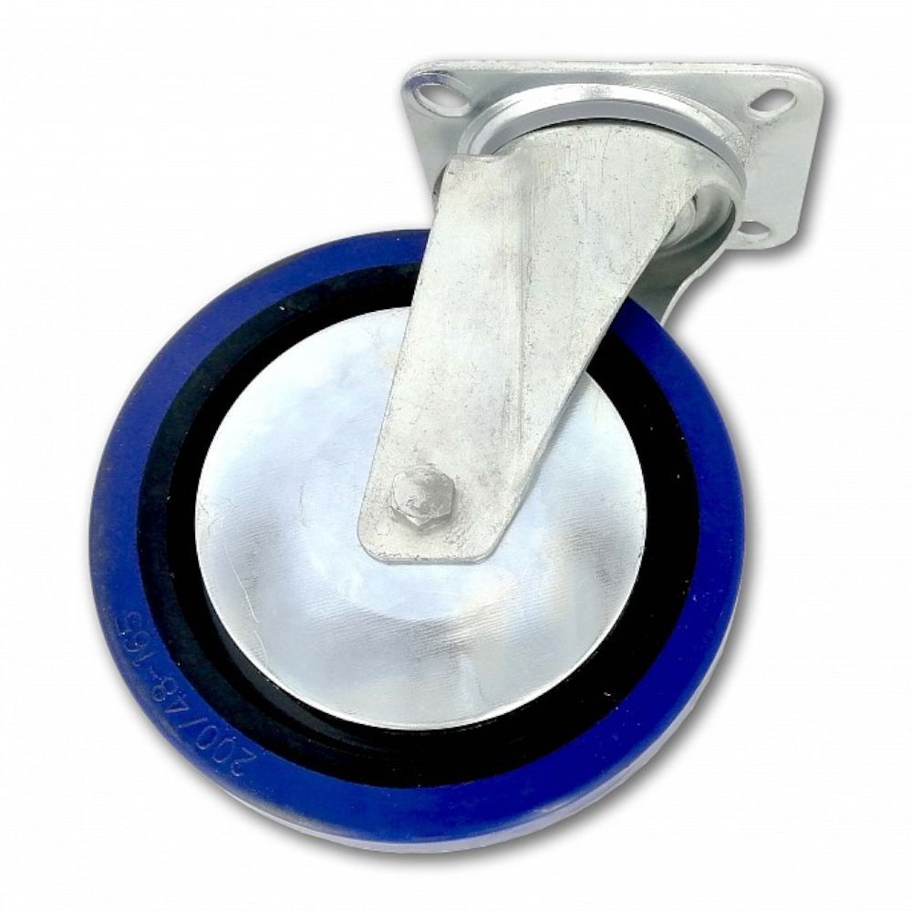 Kolečko pojezdové, 200mm, otočné, tvrdá pryž-modrá, 300kg