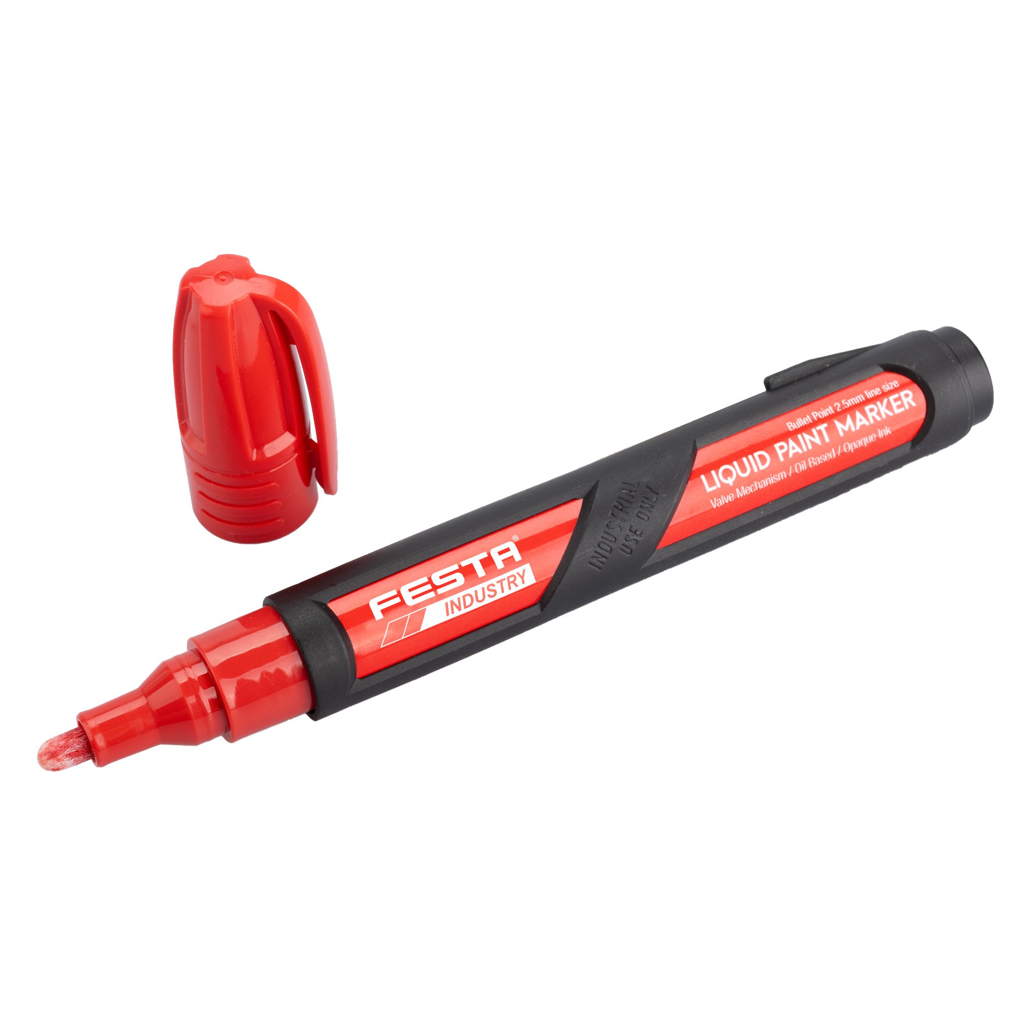 Značkovač permanentní, červený, FESTA INDUSTRY