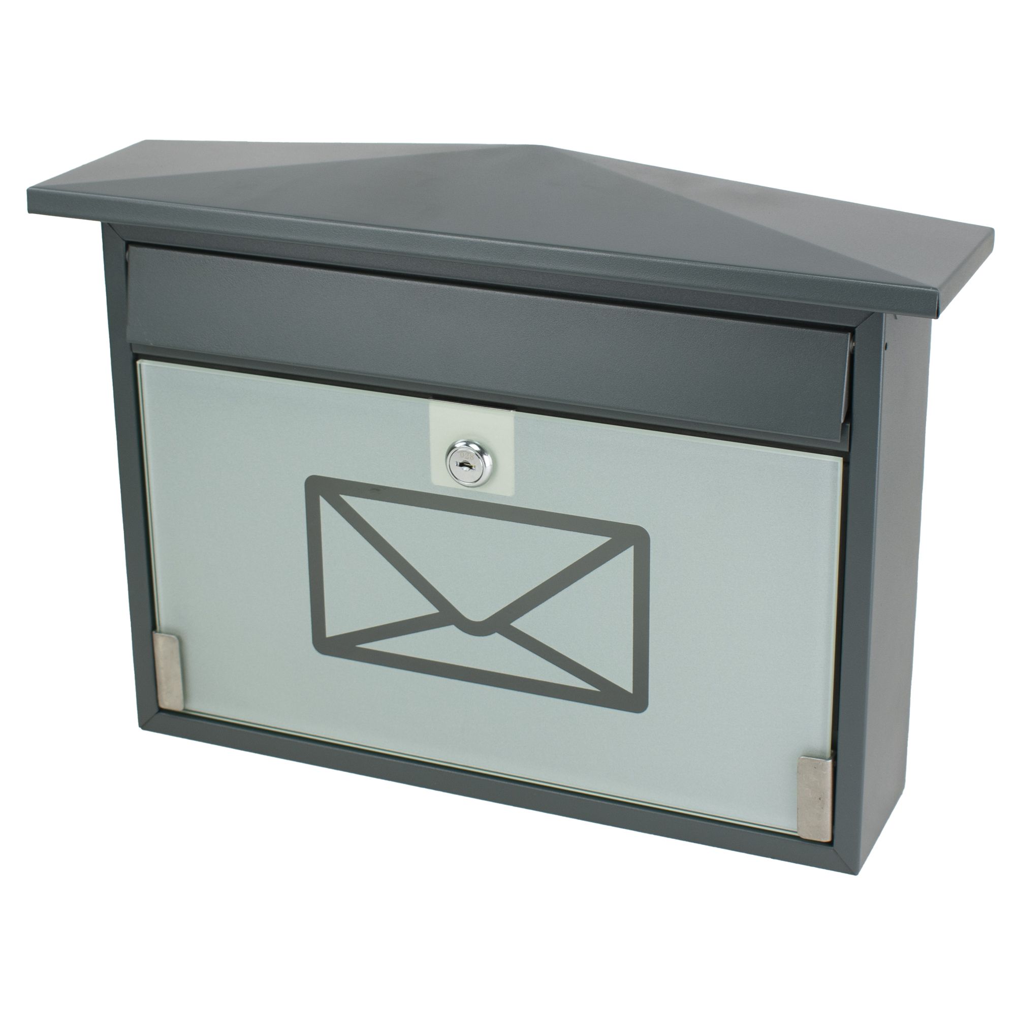 Poštovní schránka antracitová, se sklem, 285×360×80mm, Robin