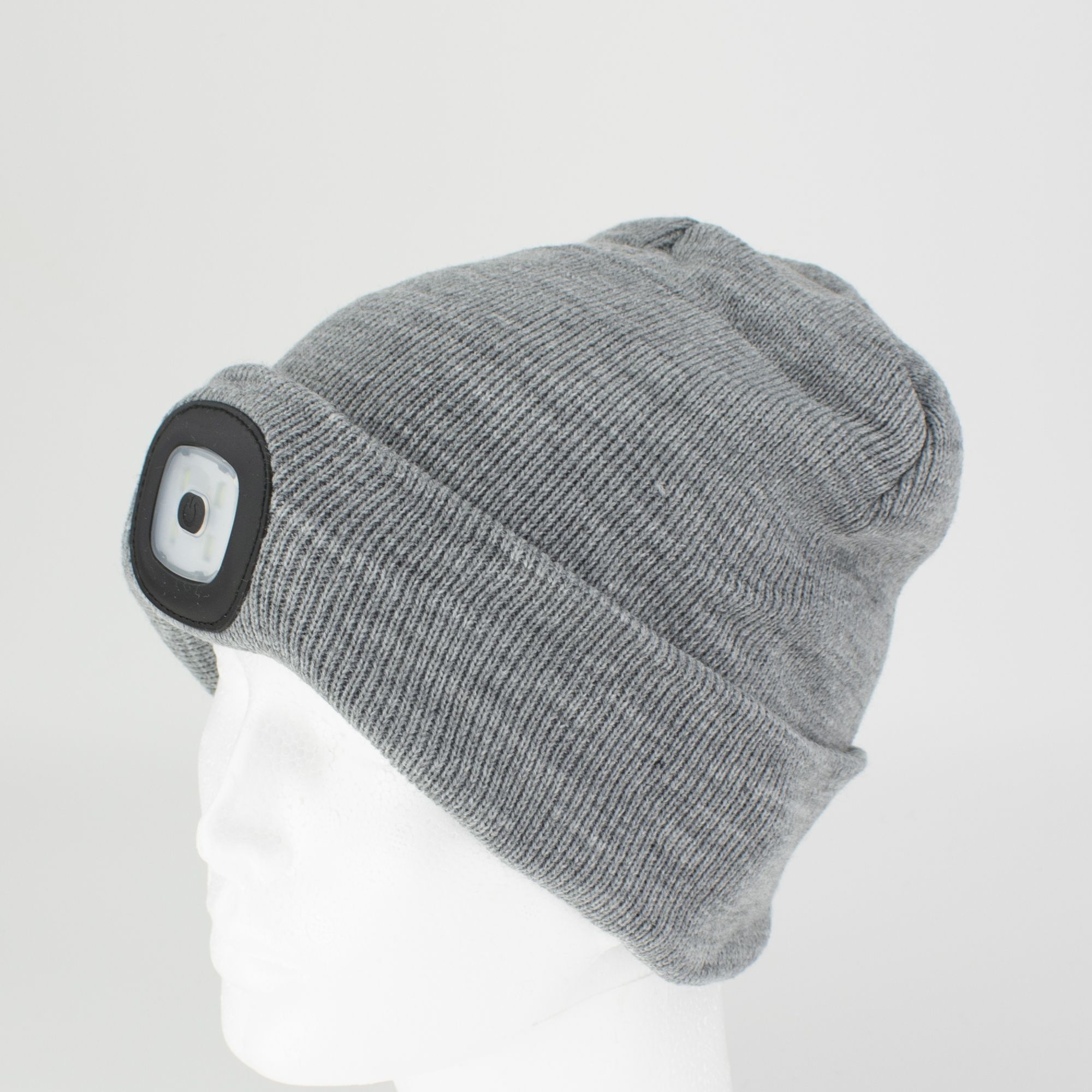 Čepice s LED čelovkou, 60lm, USB nabíjecí, UNI, šedá, STREND PRO