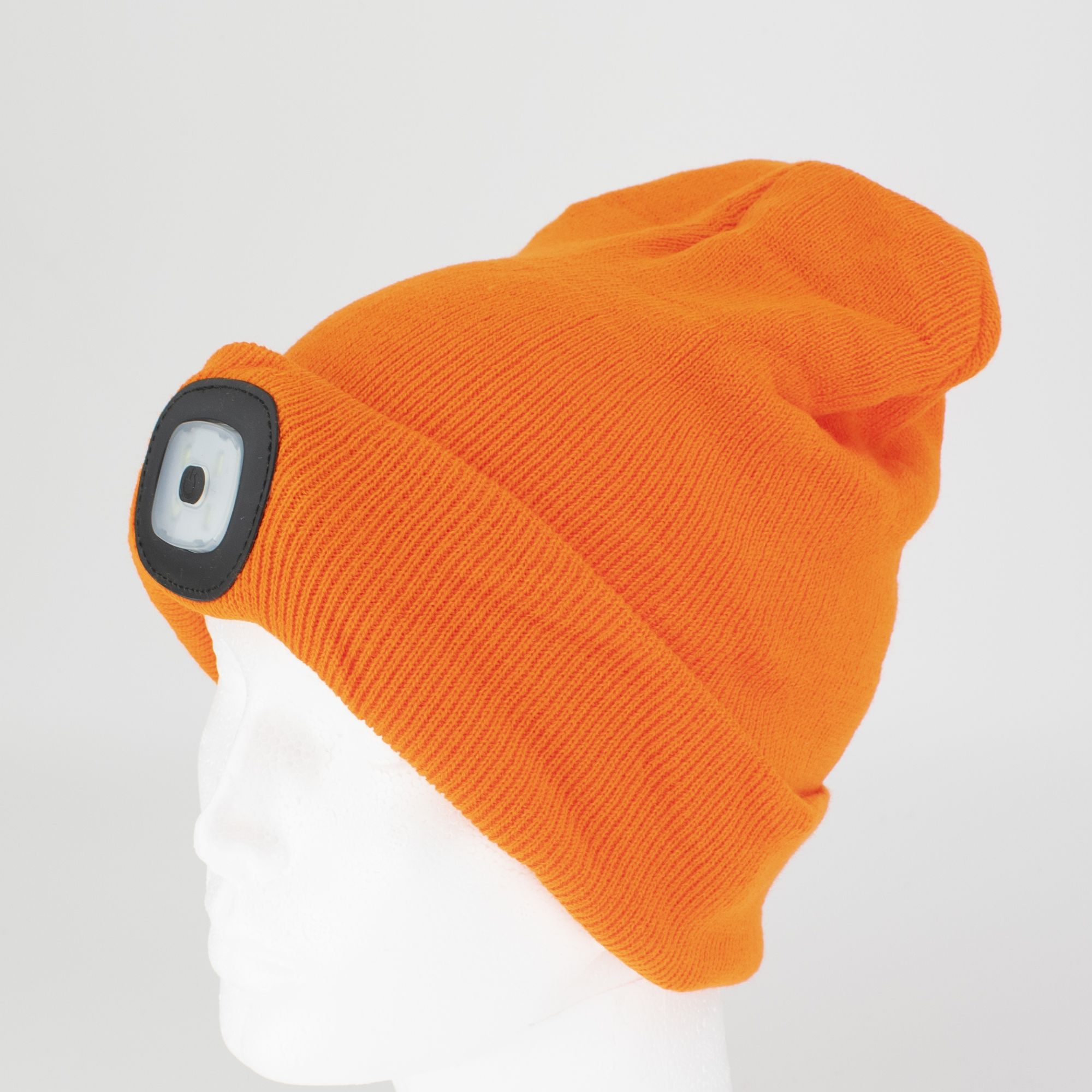 Čepice s LED čelovkou, 60lm, USB nabíjecí, UNI, oranžová, STREND PRO