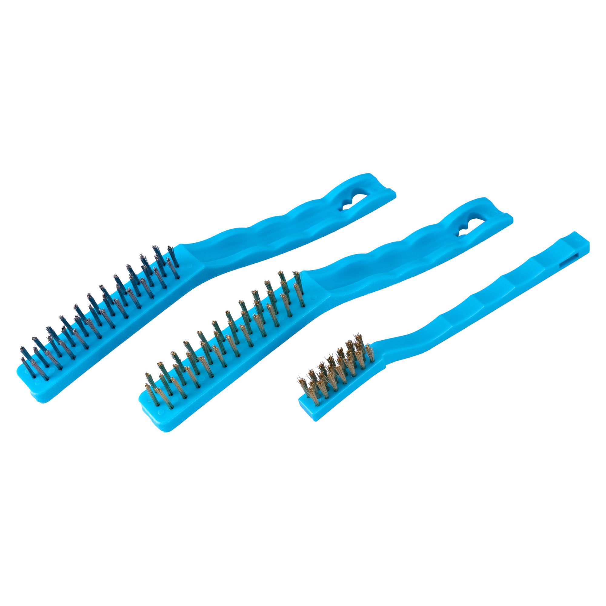 Ruční kartáče, ocel + mosaz, plastová rukojeť, sada 3ks, WESTBERG