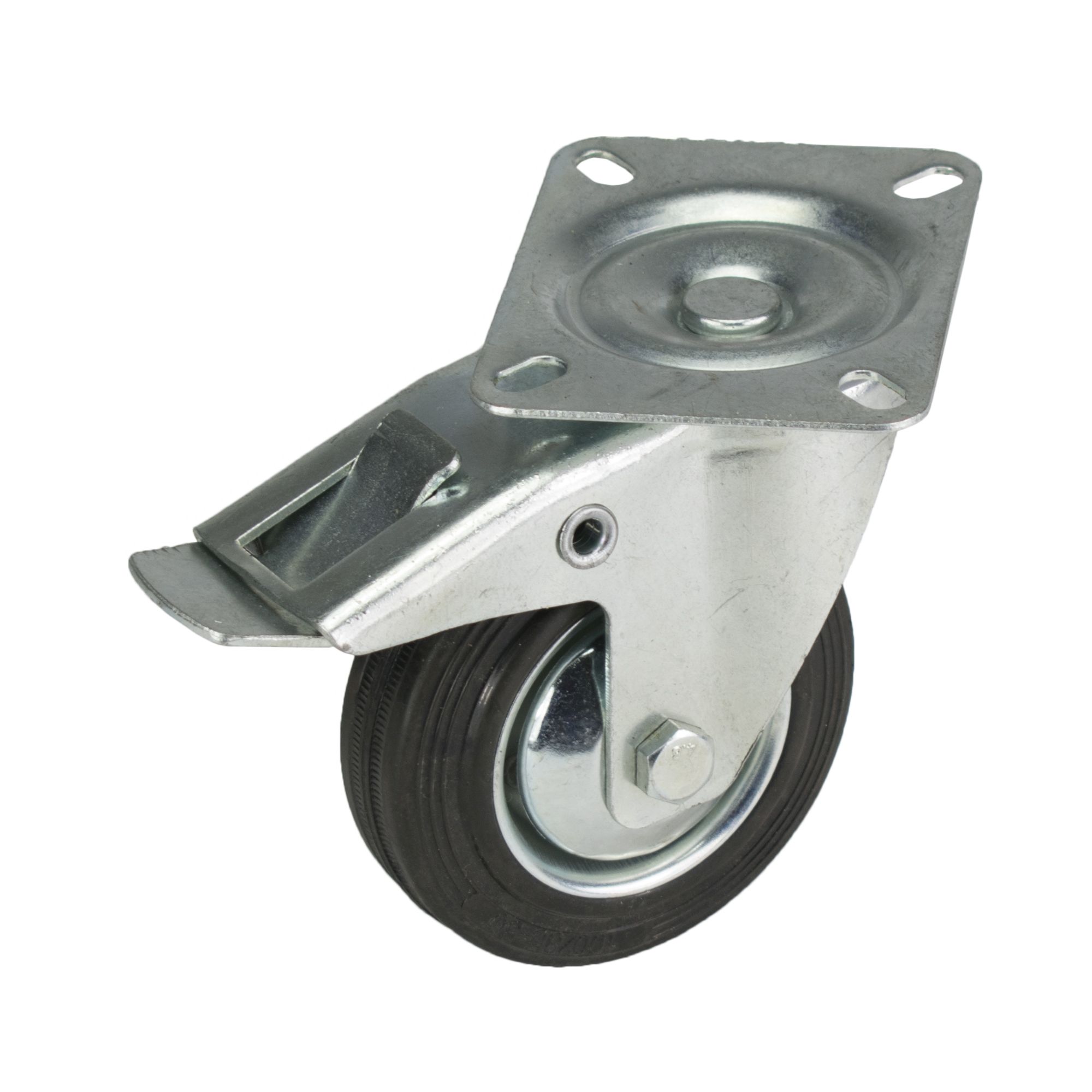 Kolečko pojezdové, 100mm, otočné+brzda, tvrdá pryž, 60kg