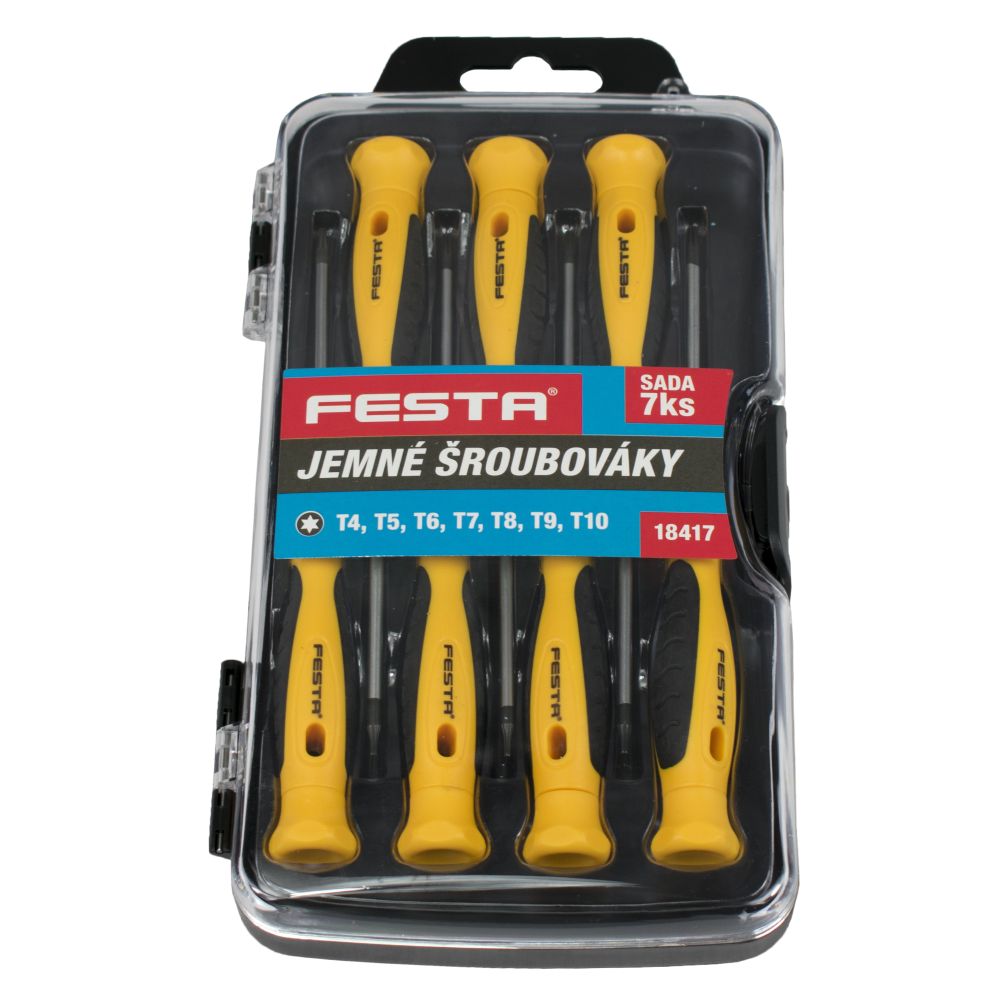 Šroubováky hodinářské TORX, sada 7ks, délka 50mm, CrV, FESTA