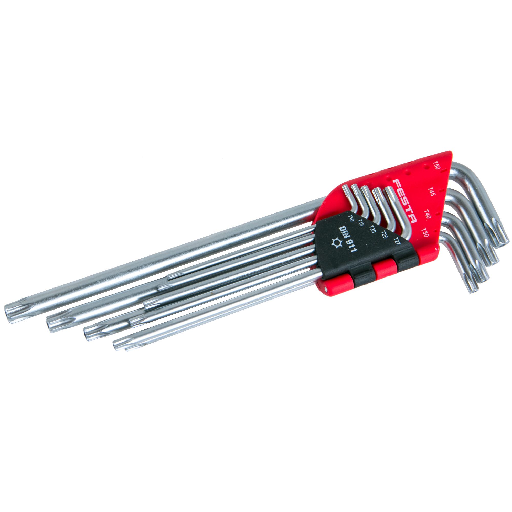 Sada TORX klíčů L, prodloužené, T10–T50, 9ks, CrV, FESTA