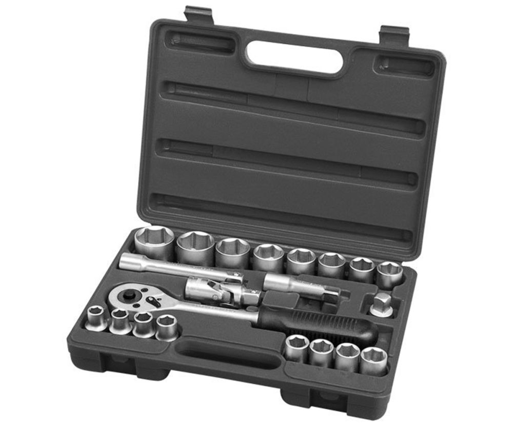 Gola sada 1/2", 21 dílů, plastový kufr, EXTOL PREMIUM