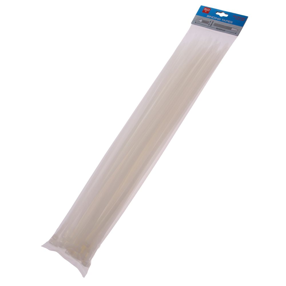 Pásek stahovací, 500 x 7,6mm, nylon, bílý, balení 50ks