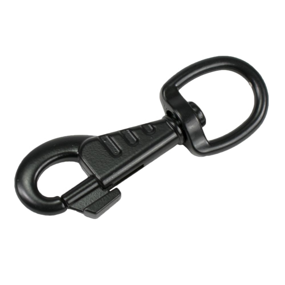 Karabina otočná, kulaté oko, 90 x 20mm, s prolisem, černý lak