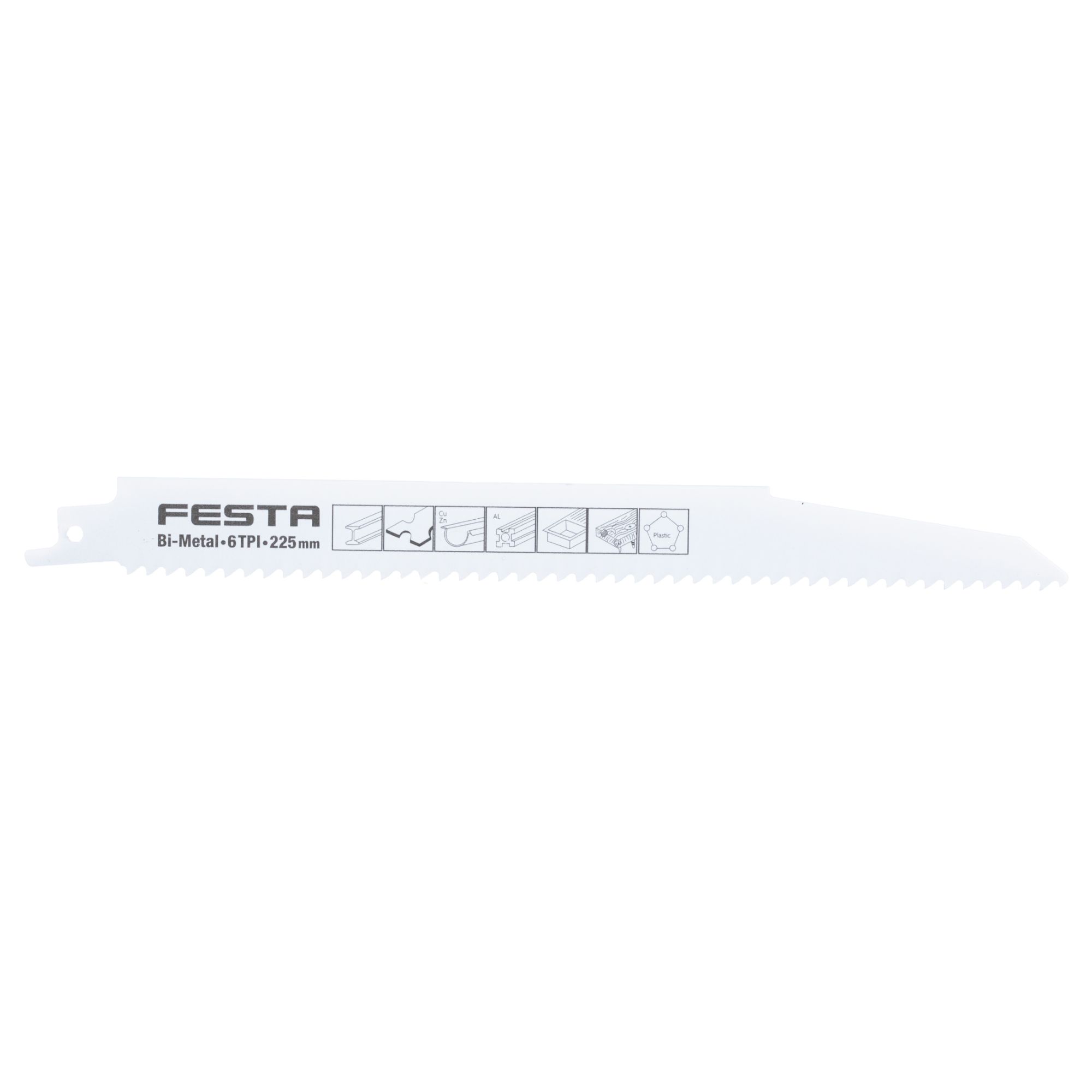 Pilový list do ocasky na kov, 225x1,6mm, 6TPI, BiM, bal. 3ks, FESTA