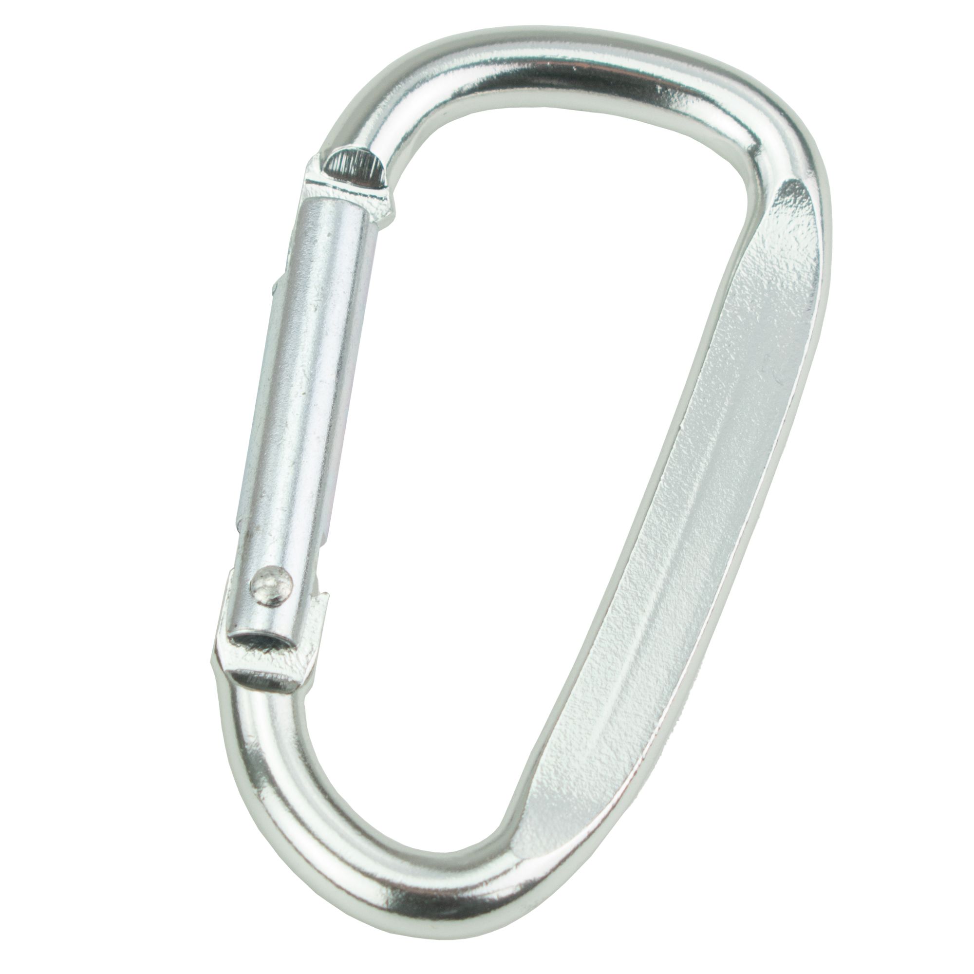 Hliníková karabina D tvar, 60 mm, stříbrná