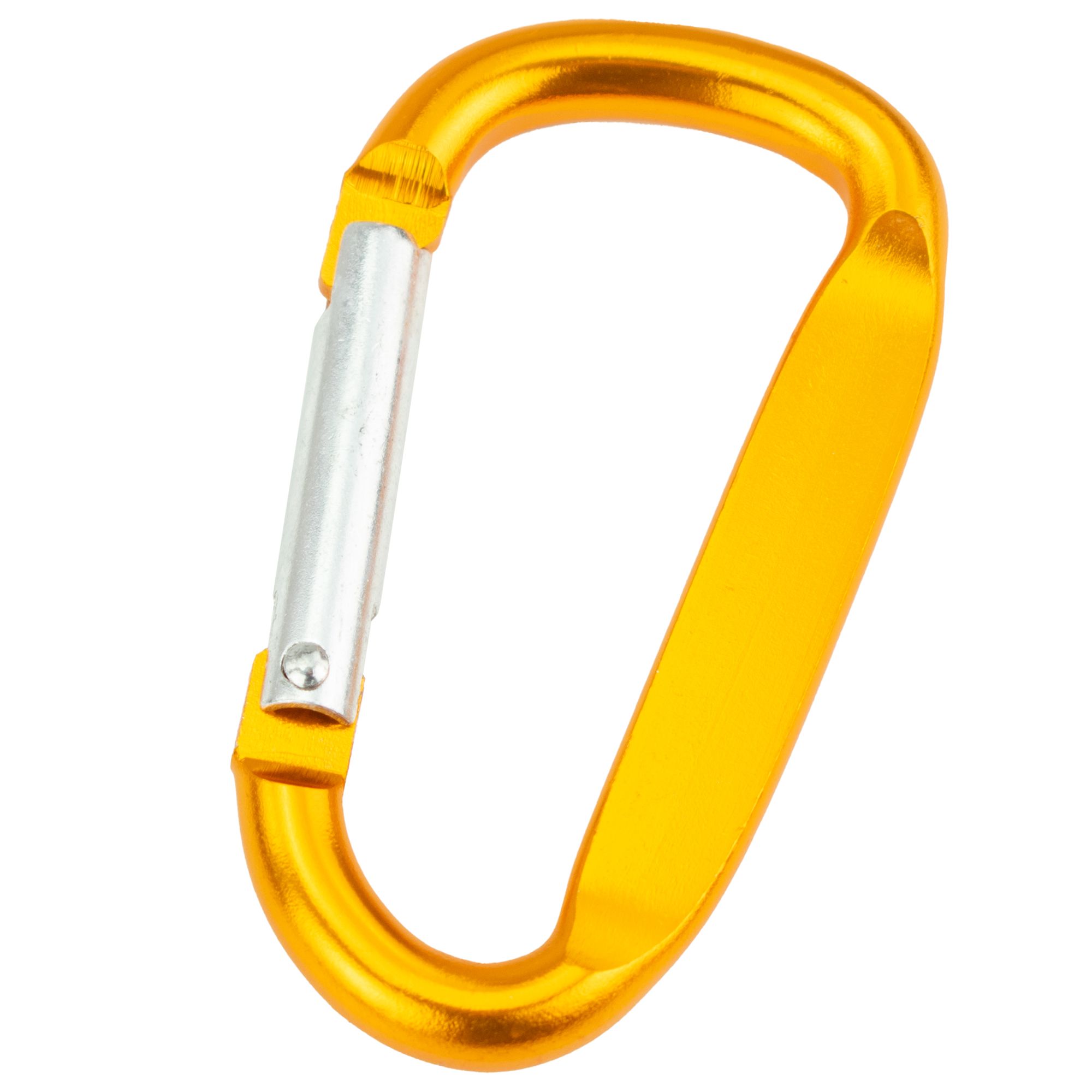 Hliníková karabina D tvar, 60 mm, žlutá