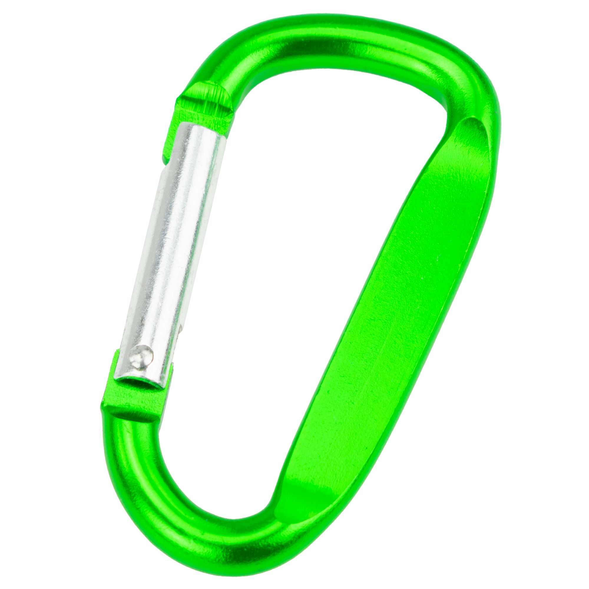 Hliníková karabina D tvar, 60 mm, zelená