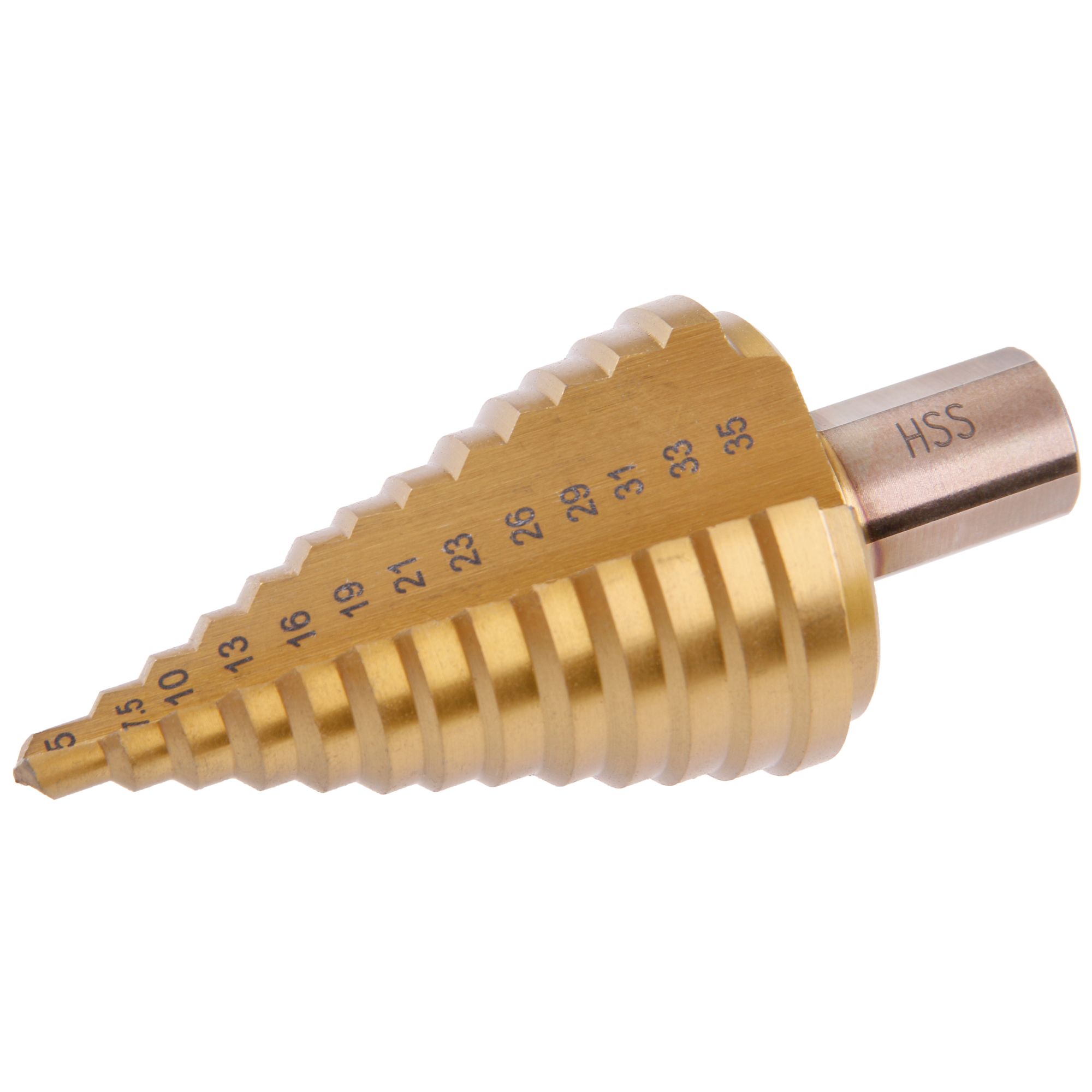 Vrták stupňovitý, 5-35mm, 13 stupňů, HSS-TiN, FESTA