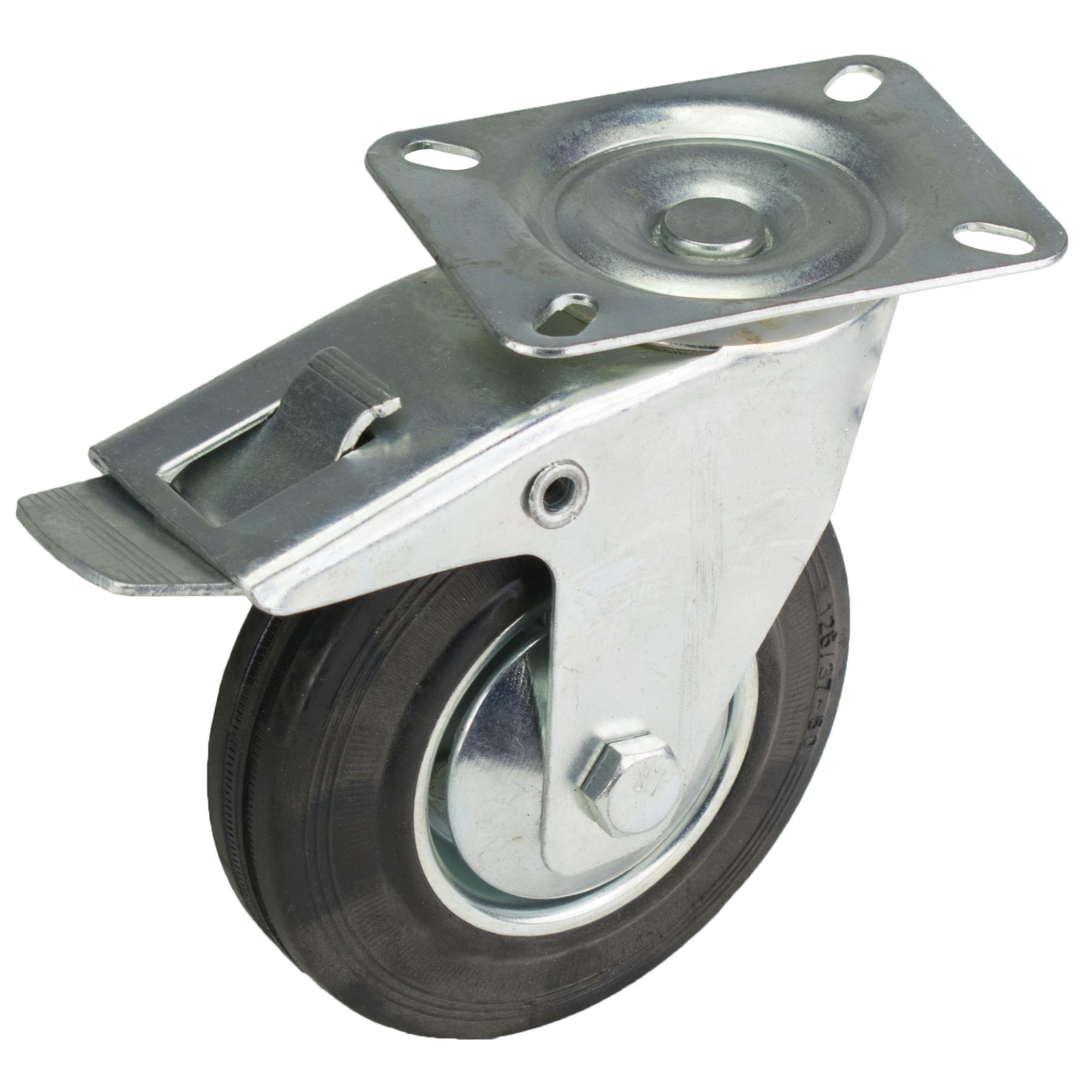 Kolečko pojezdové, 125mm, otočné+brzda, tvrdá pryž, 100 kg