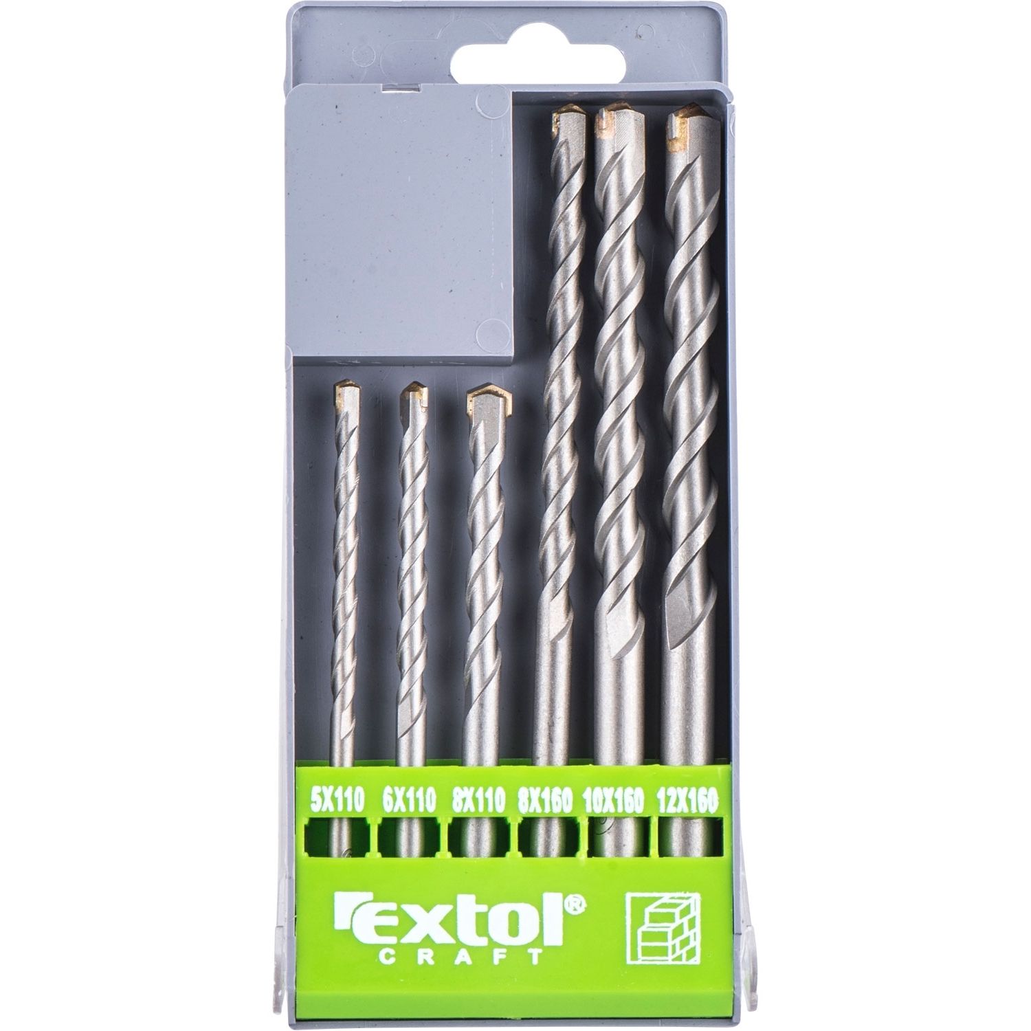 Vrtáky do betonu, 5-12mm, válcová stopka, sada 6ks, EXTOL CRAFT