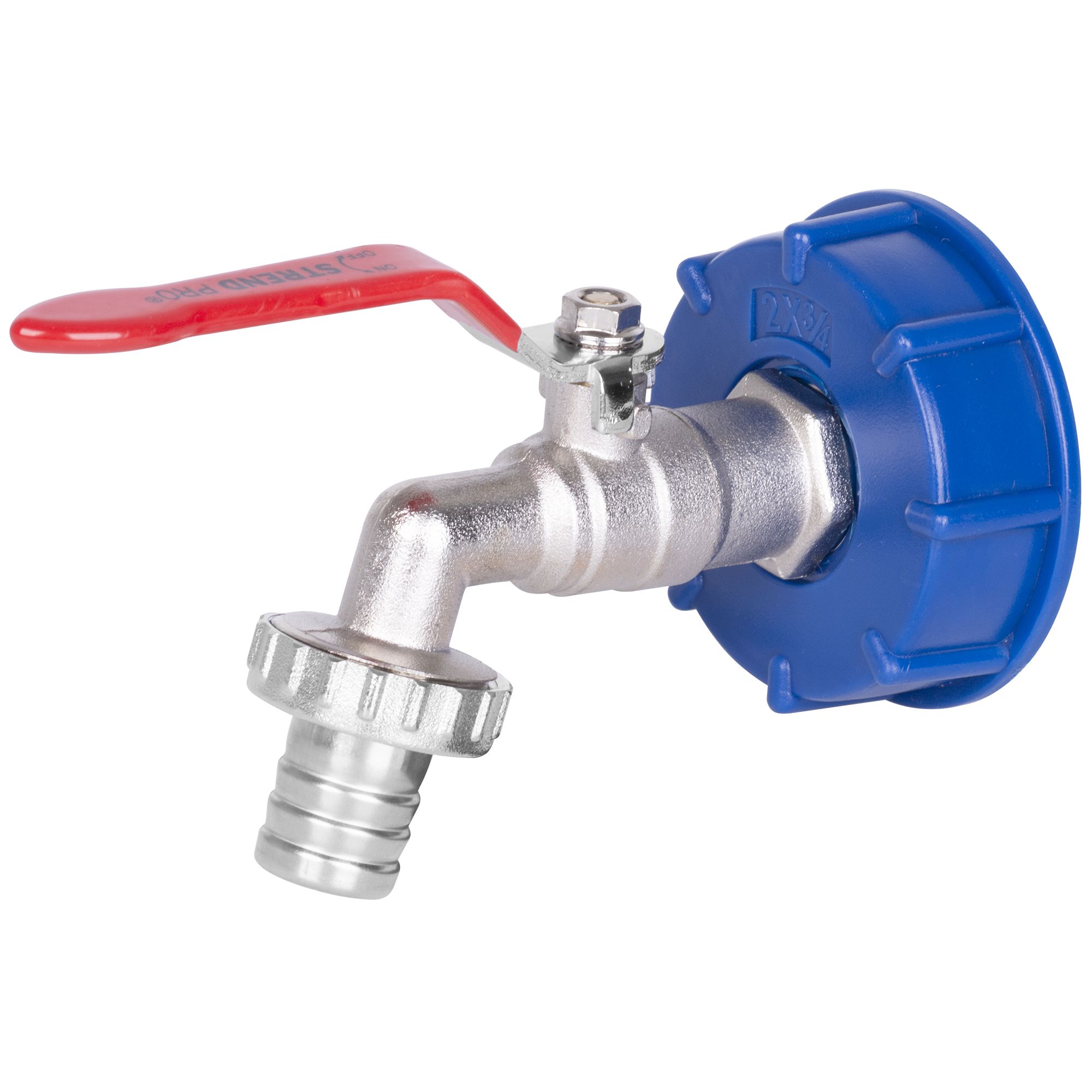 Redukce na IBC nádrž + ventil, plast, 60mm - 3/4", STREND PRO