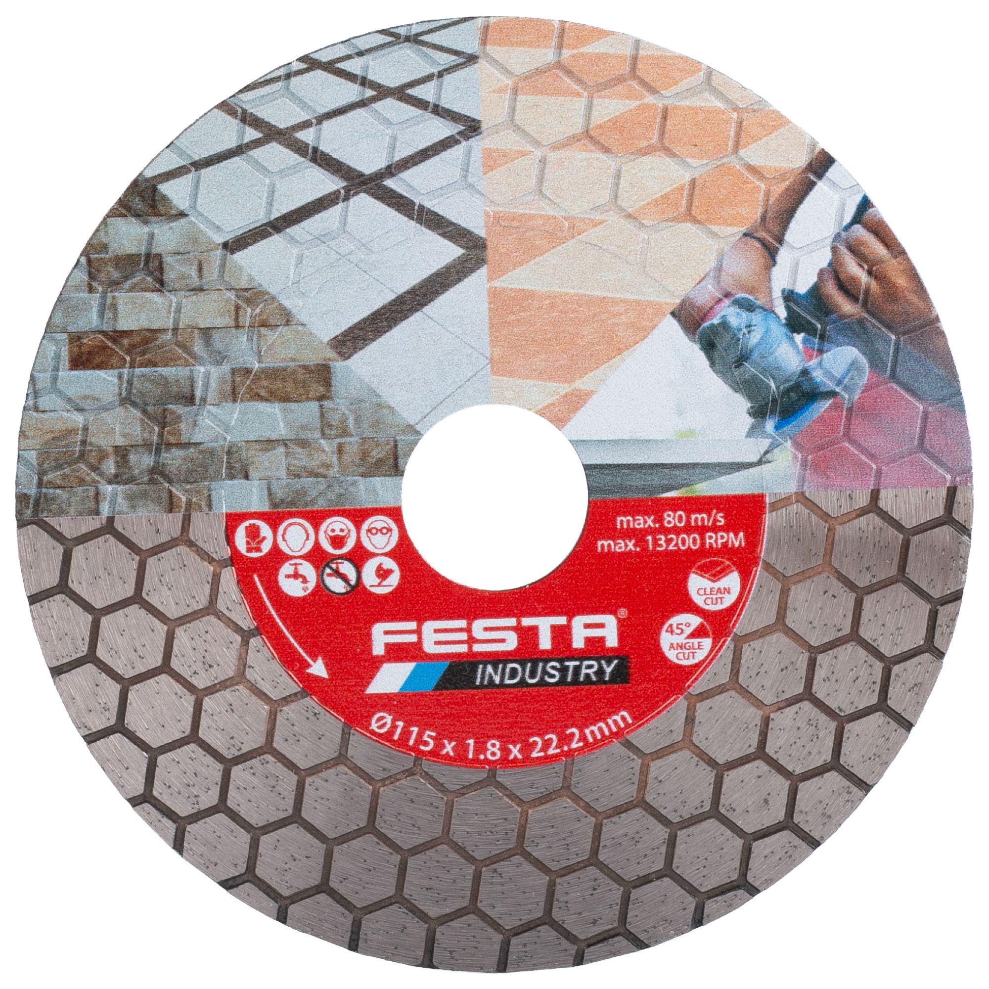 Kotouč diamantový, hexagonal, 115x1,8mm, 22,2mm, FESTA INDUSTRY