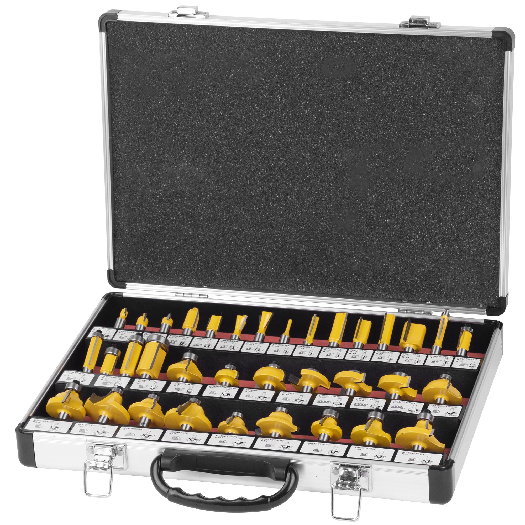 Sada fréz do dřeva, tvarové, SK plátky, 35ks, stopka 8mm, Strend Pro GT453