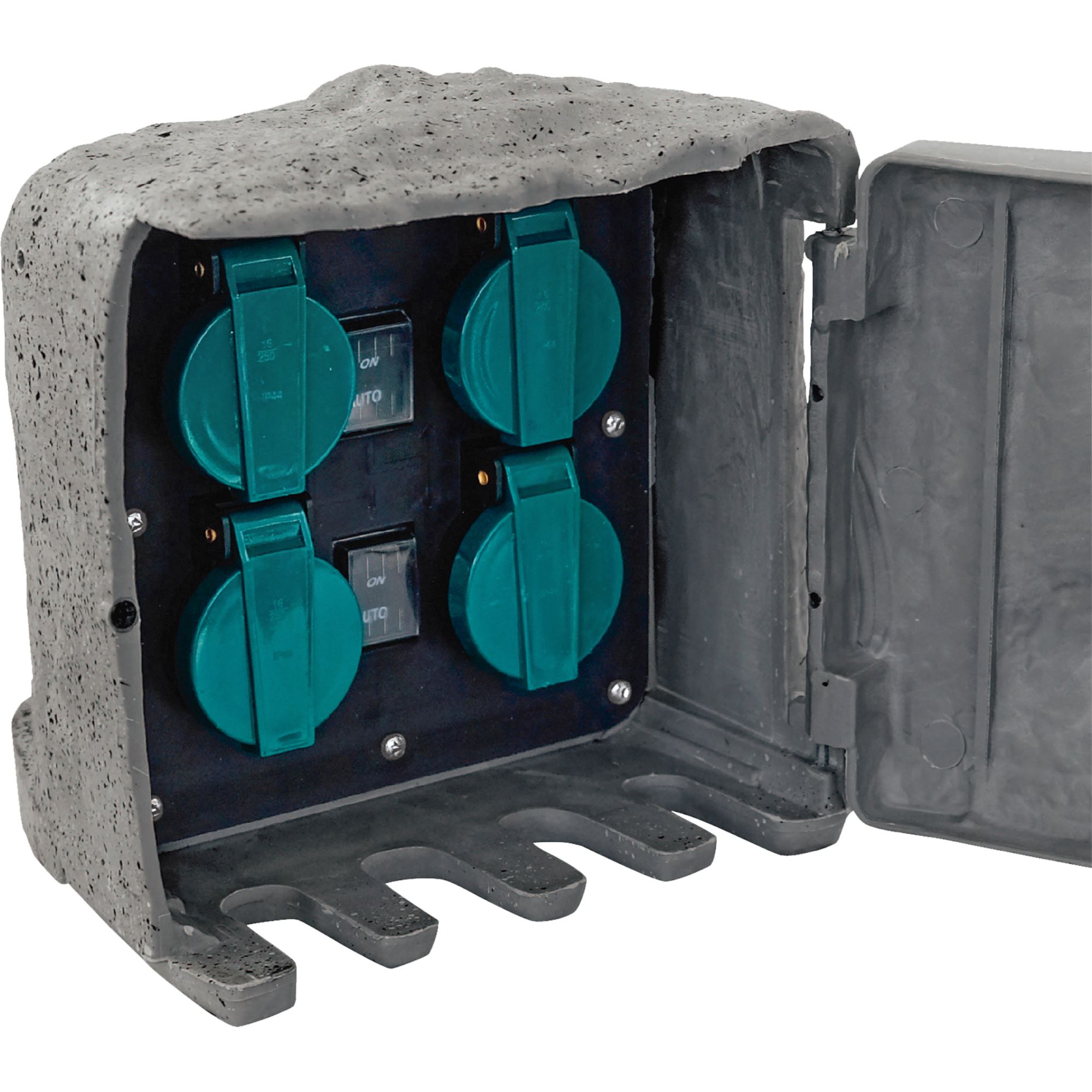 Zahradní zásuvka s kabelem 3m, 4 zásuvky, imitace kamene, IP44, STREND PRO