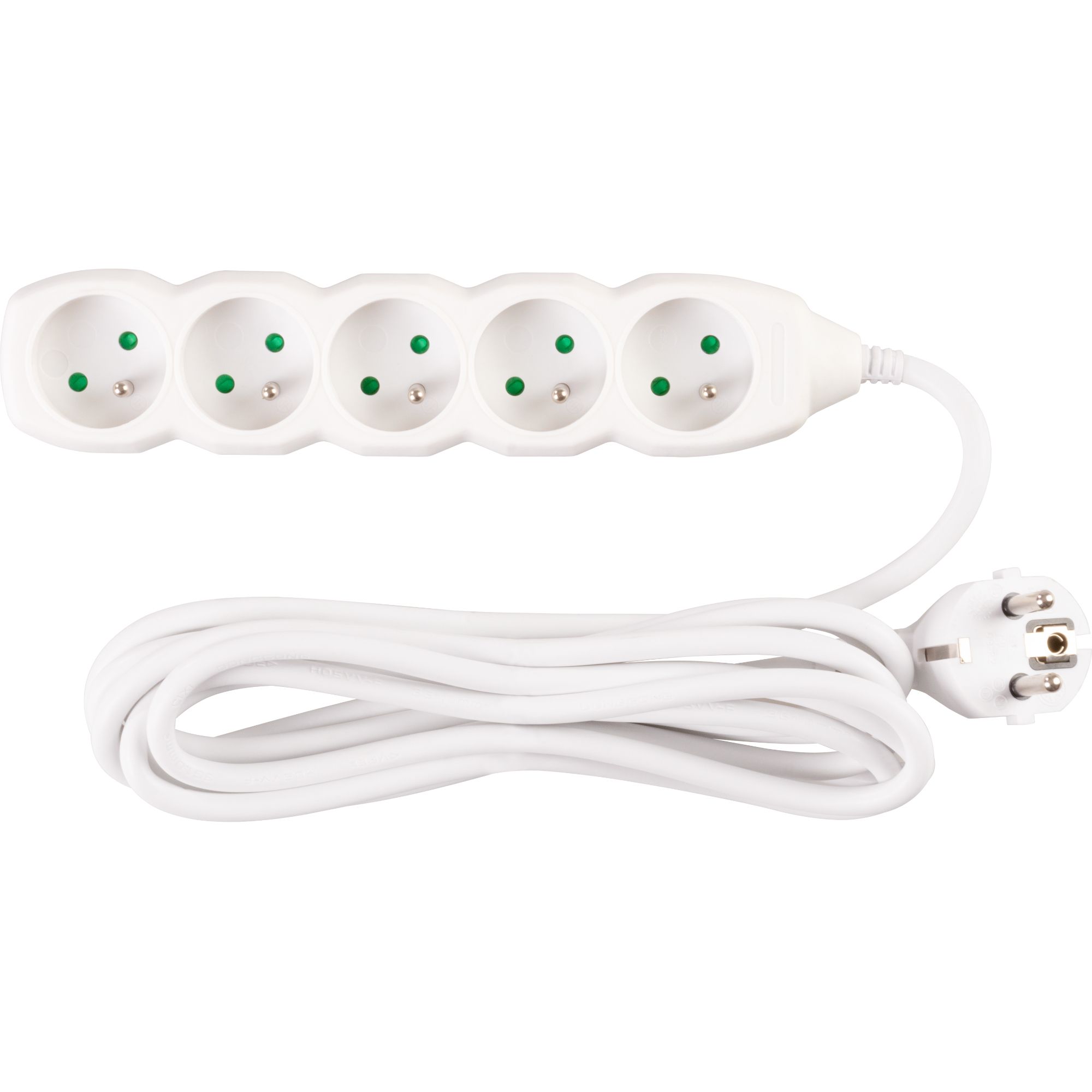 Prodlužovací kabel, 3m, 5 zásuvek, 3×1mm, bílý, STREND PRO