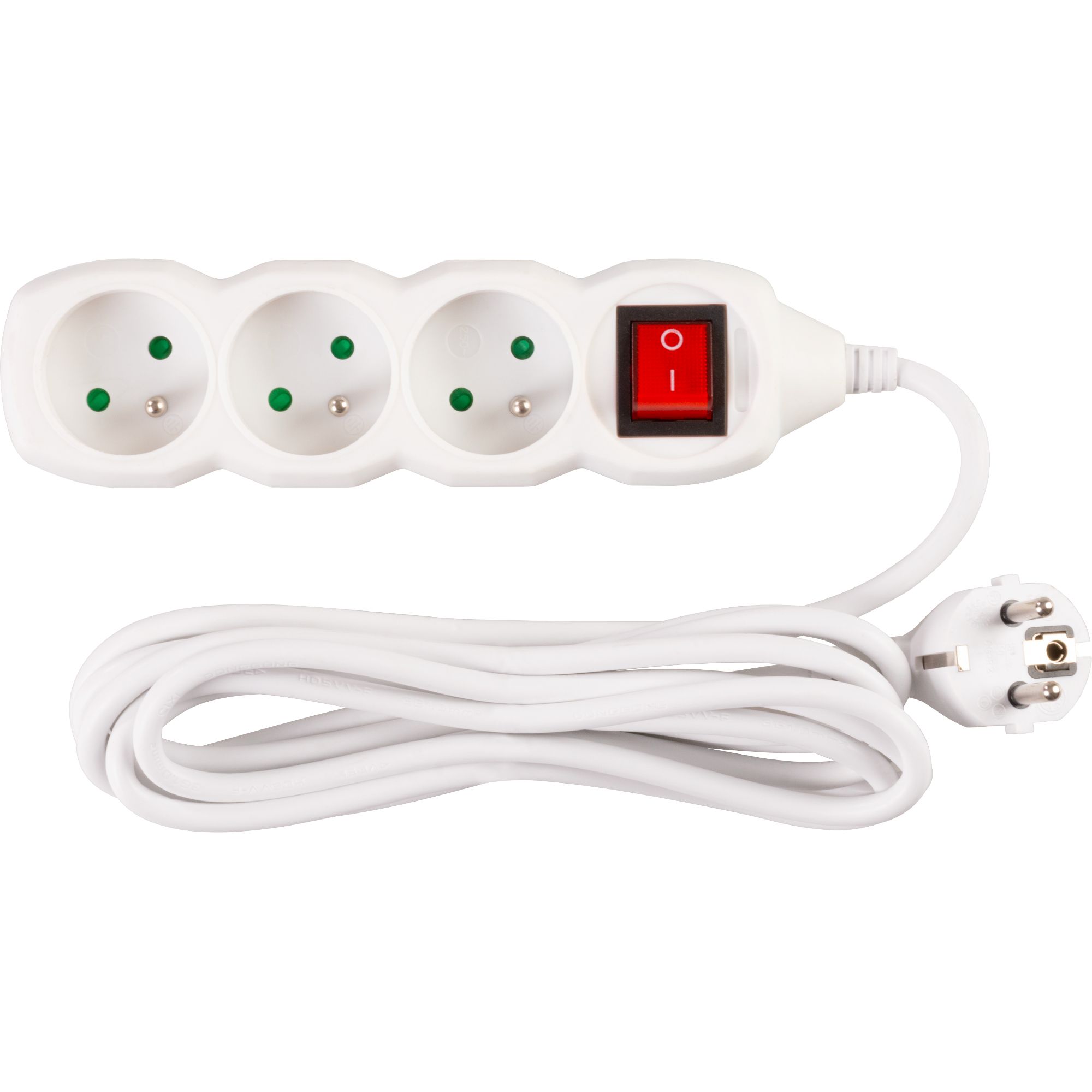 Prodlužovací kabel s vypínačem, 3m, 3 zásuvky, 3×1mm, bílý, STREND PRO