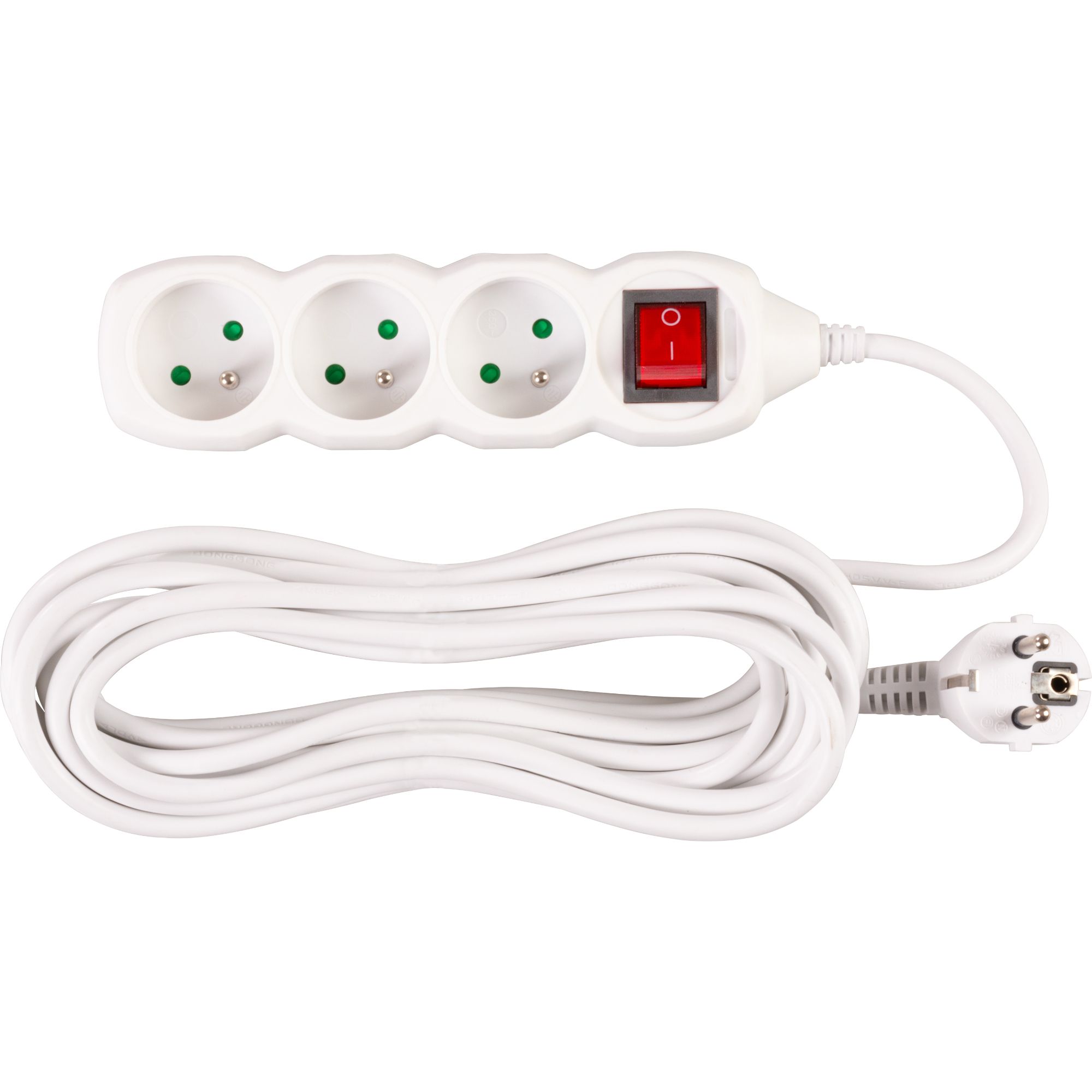 Prodlužovací kabel s vypínačem, 7m, 3 zásuvky, 3×1mm, bílý, STREND PRO