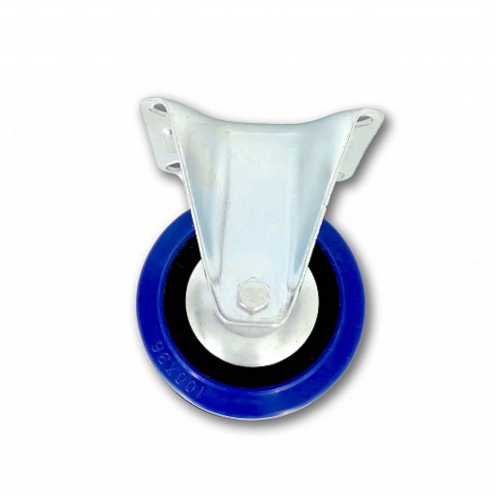 Kolečko pojezdové, 100mm, pevné, tvrdá pryž-modrá, 130kg