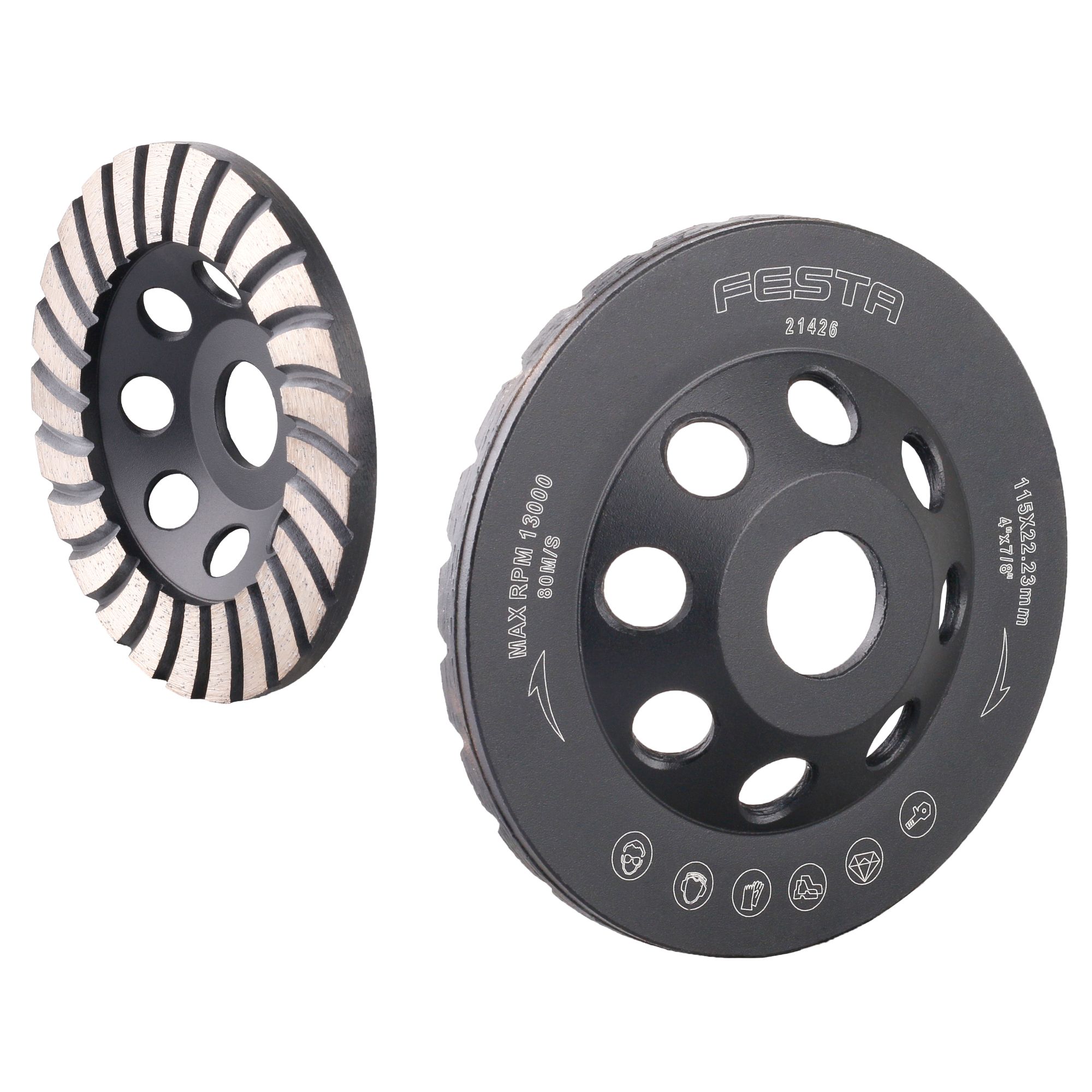 Kotouč diamantový brusný, TURBO, 115mm, 22,2mm, FESTA
