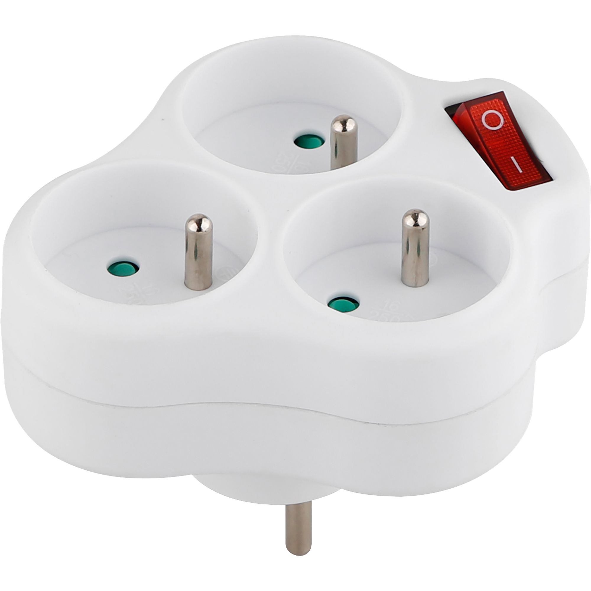 Zásuvka rozbočovací s vypínačem, 3x kulatá, max. 3680W, STREND PRO