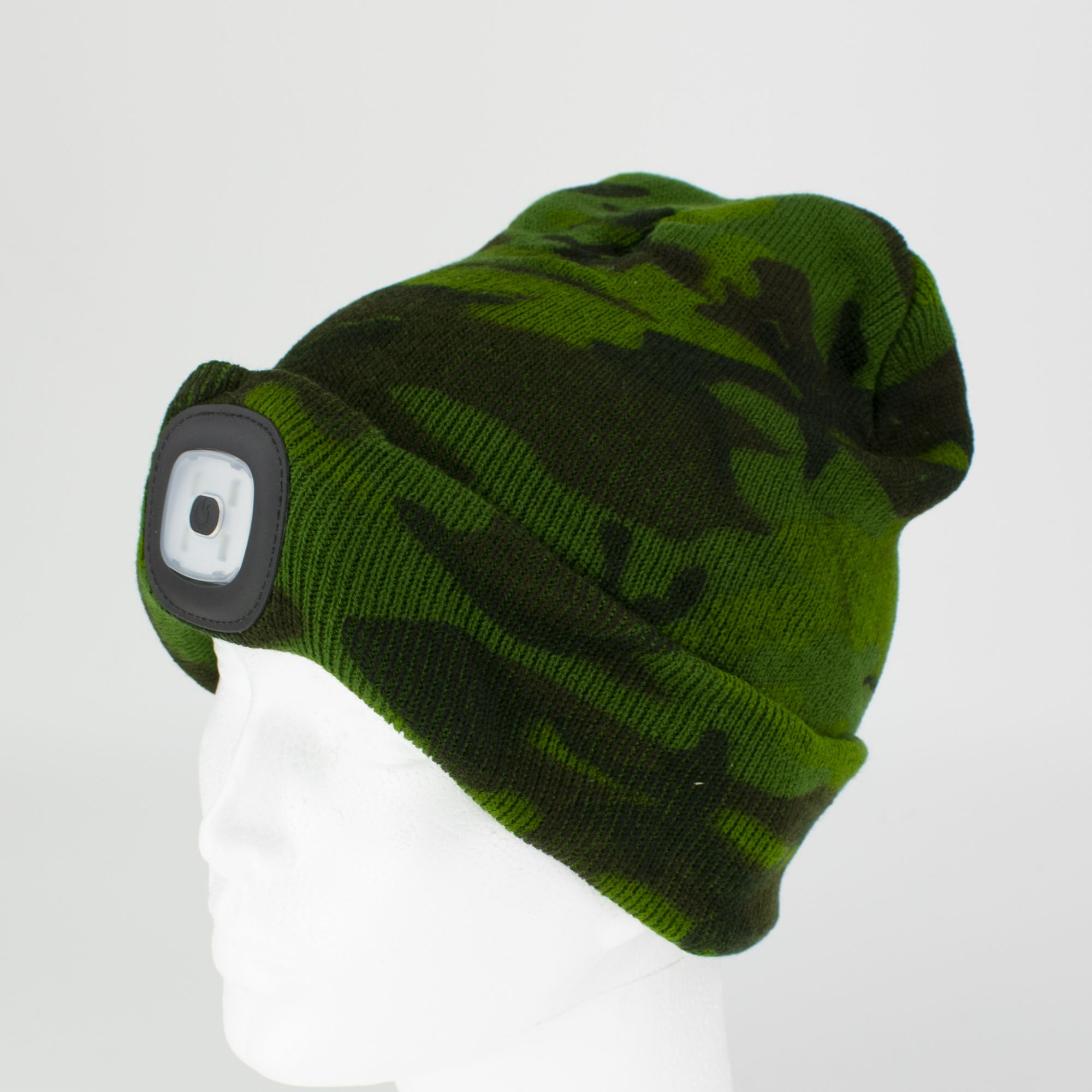 Čepice s LED čelovkou, 60lm, USB nabíjecí, UNI, kamufláž, STREND PRO