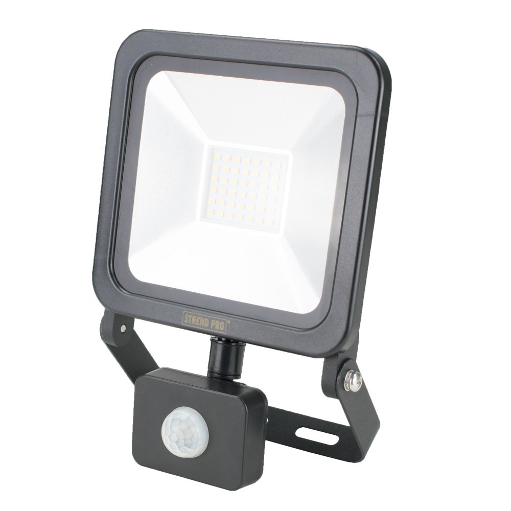 LED reflektor, SMD, 30W, 2400lm, 230V, černý, senzor, STREND PRO
