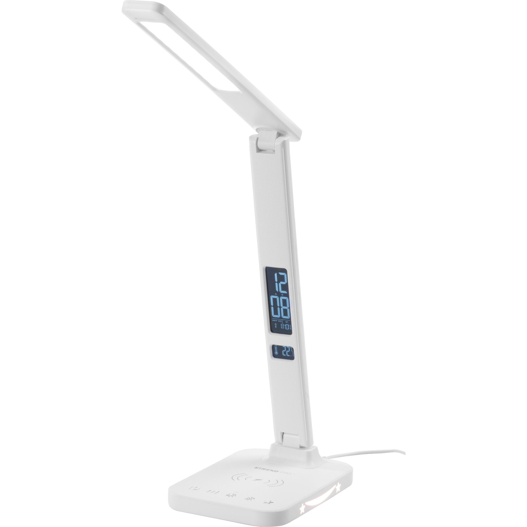 Stolní lampa, LED, 4W, 500ml, 3000-6000K, bezdrát. nabíjení, displej, STREND PRO