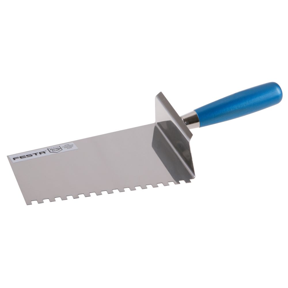 Zednická lžíce zubatá, 180mm, zub 6mm, dřevěná rukojeť, FESTA