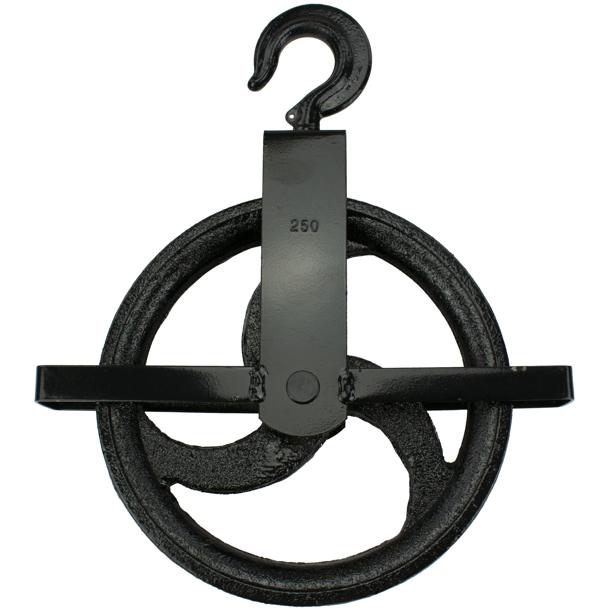 Kladka stavební litinová, 250mm, s hákem a vodicí lištou