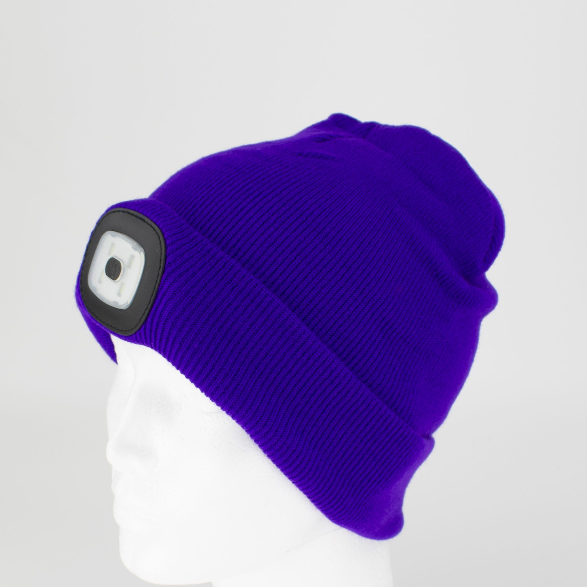 Čepice s LED čelovkou, 60lm, USB nabíjecí, UNI, fialová, STREND PRO