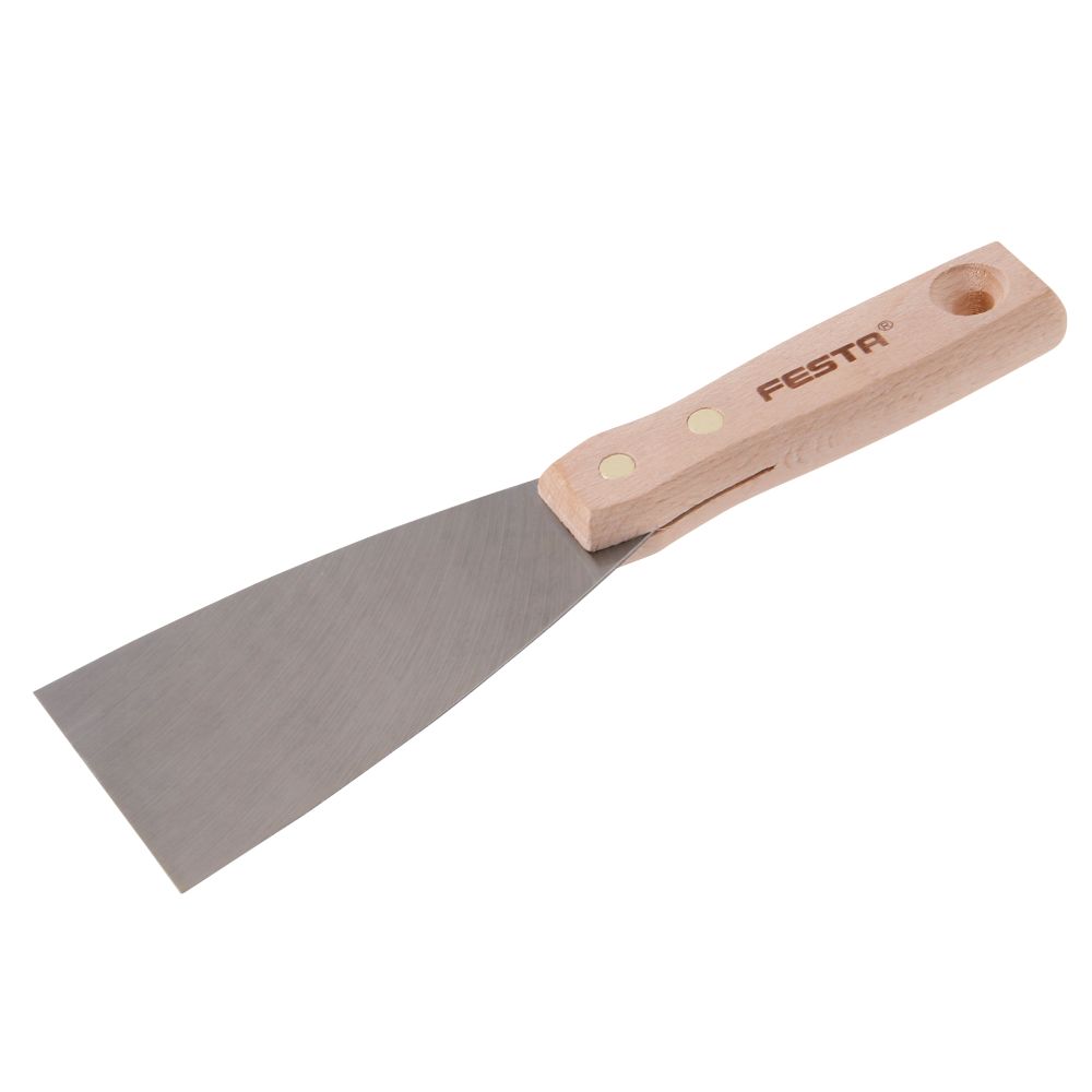 Špachtle ocelová, 80mm, dřevěná rukojeť, FESTA